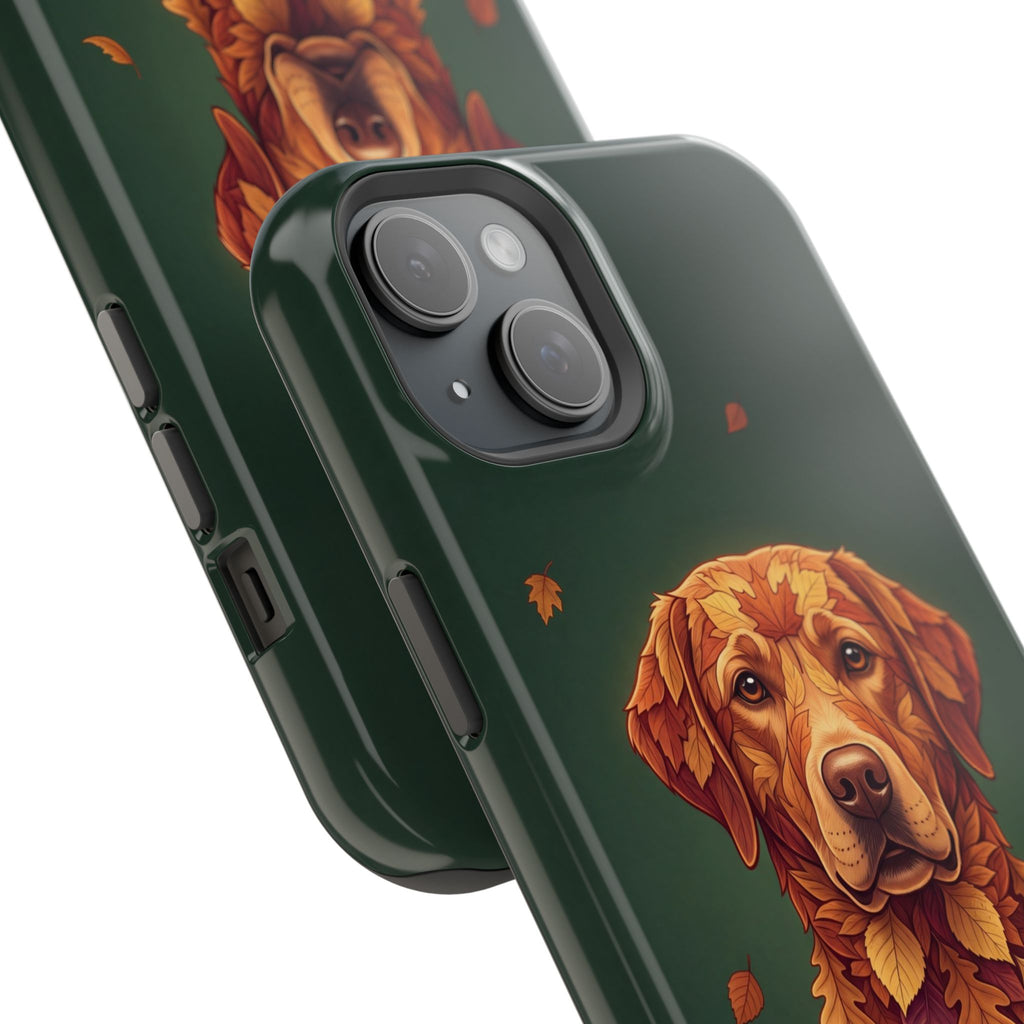 Autumn Leaves Labrador Phone Case — Tough Magnetic Case with Wireless Charging