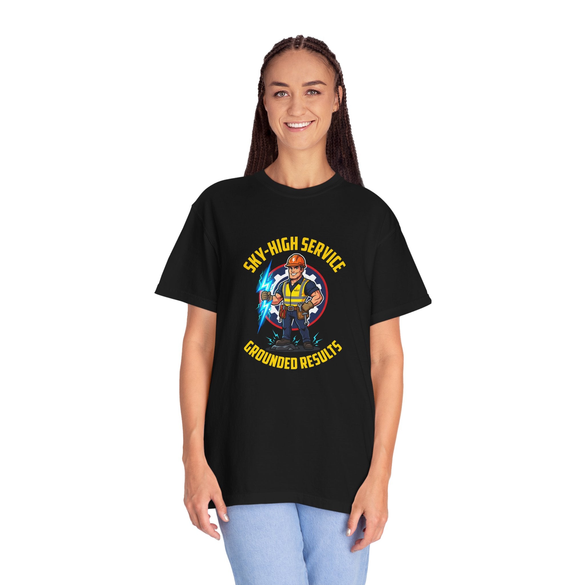 Sky-High Service Grounded Results Electrician T-Shirt
