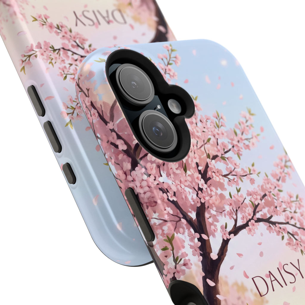 Personalized Dachshund Cherry Blossom Phone Case — Wireless Charging Cover