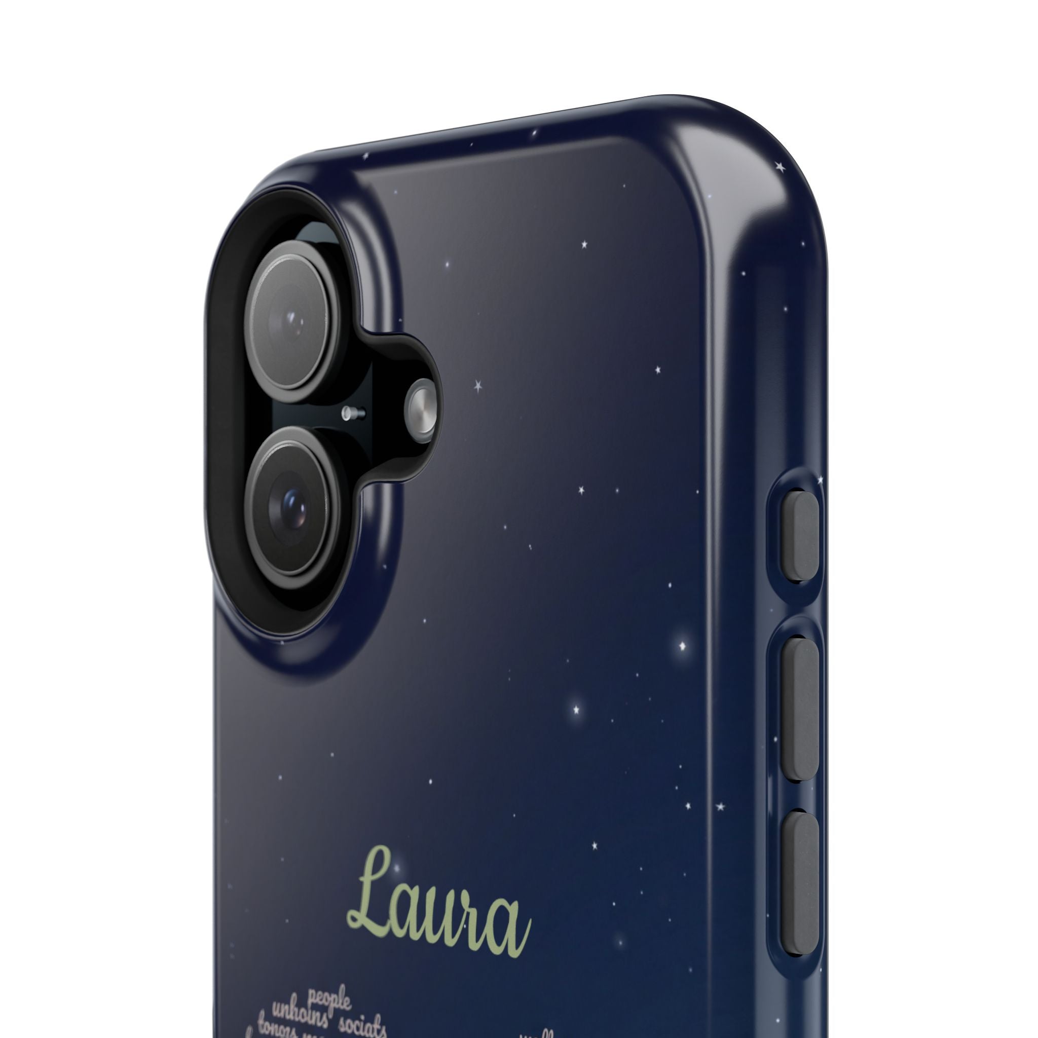 Personalized Teacher Heart Word Art Phone Case — Navy Wireless Charging Cover