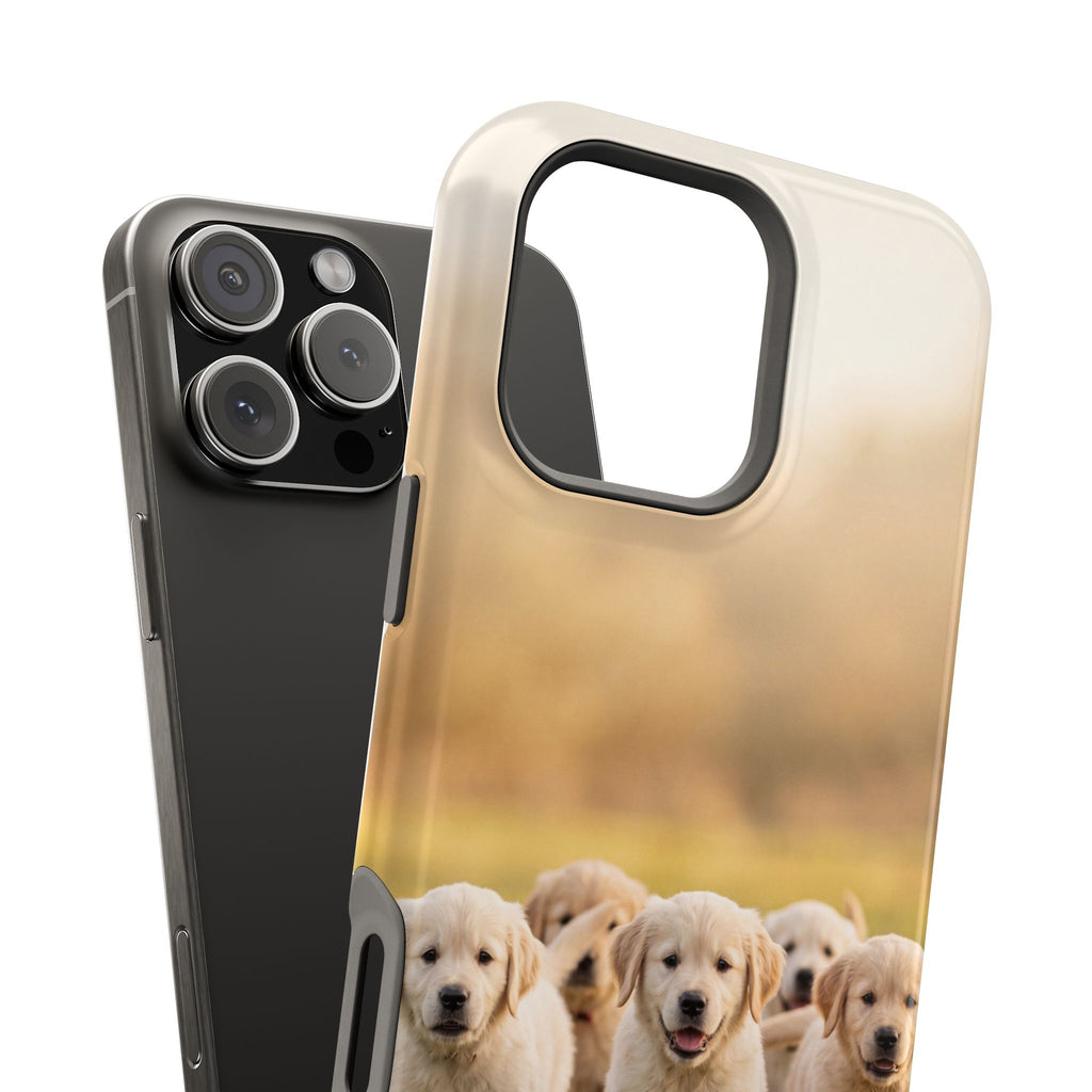 Golden Retriever Puppies Phone Case — Impact-Resistant Wireless Charging Cover