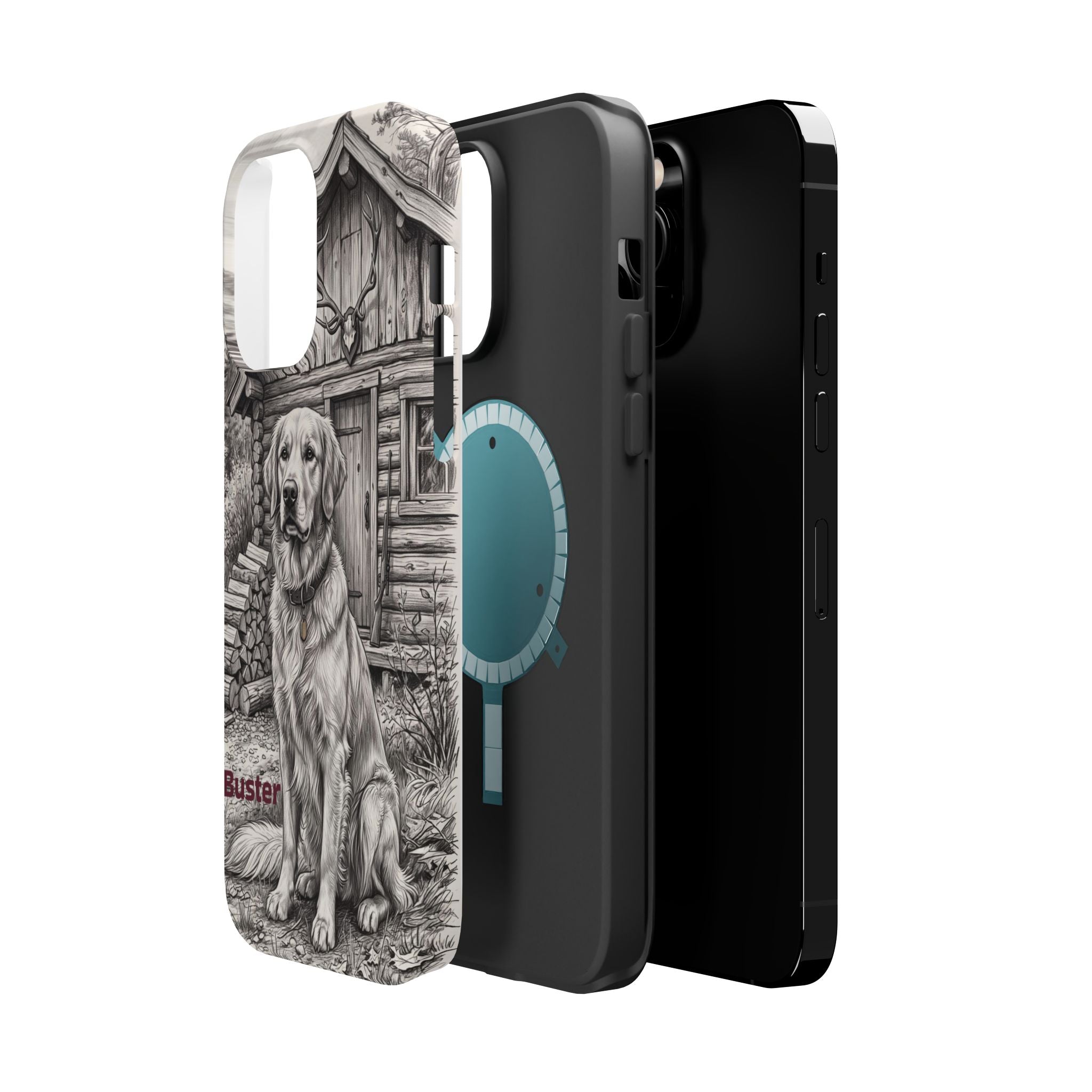 Personalized Golden Retriever Cabin Porch Phone Case — Wireless Charging Cover