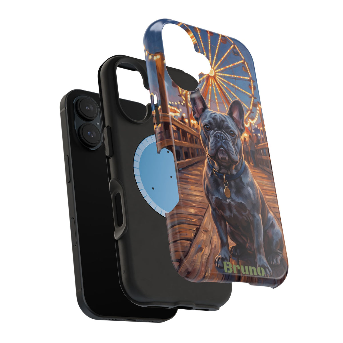 Personalized French Bulldog Pier Lights Phone Case — Wireless Charging Cover