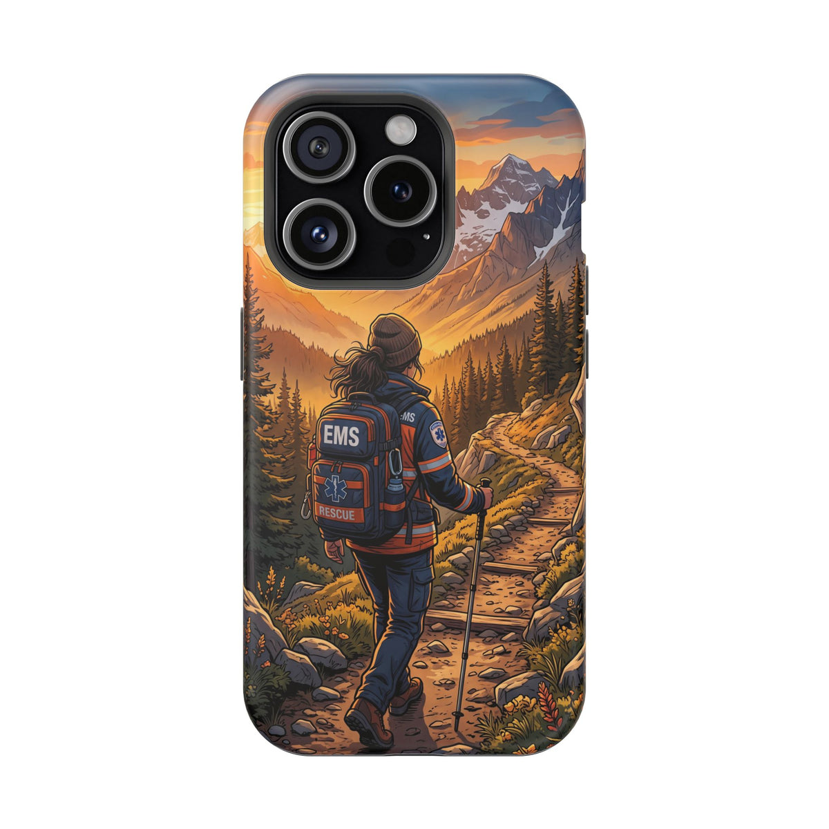 Paramedic/EMT Mountain Phone Case — Magnetic Wireless Charging Cover