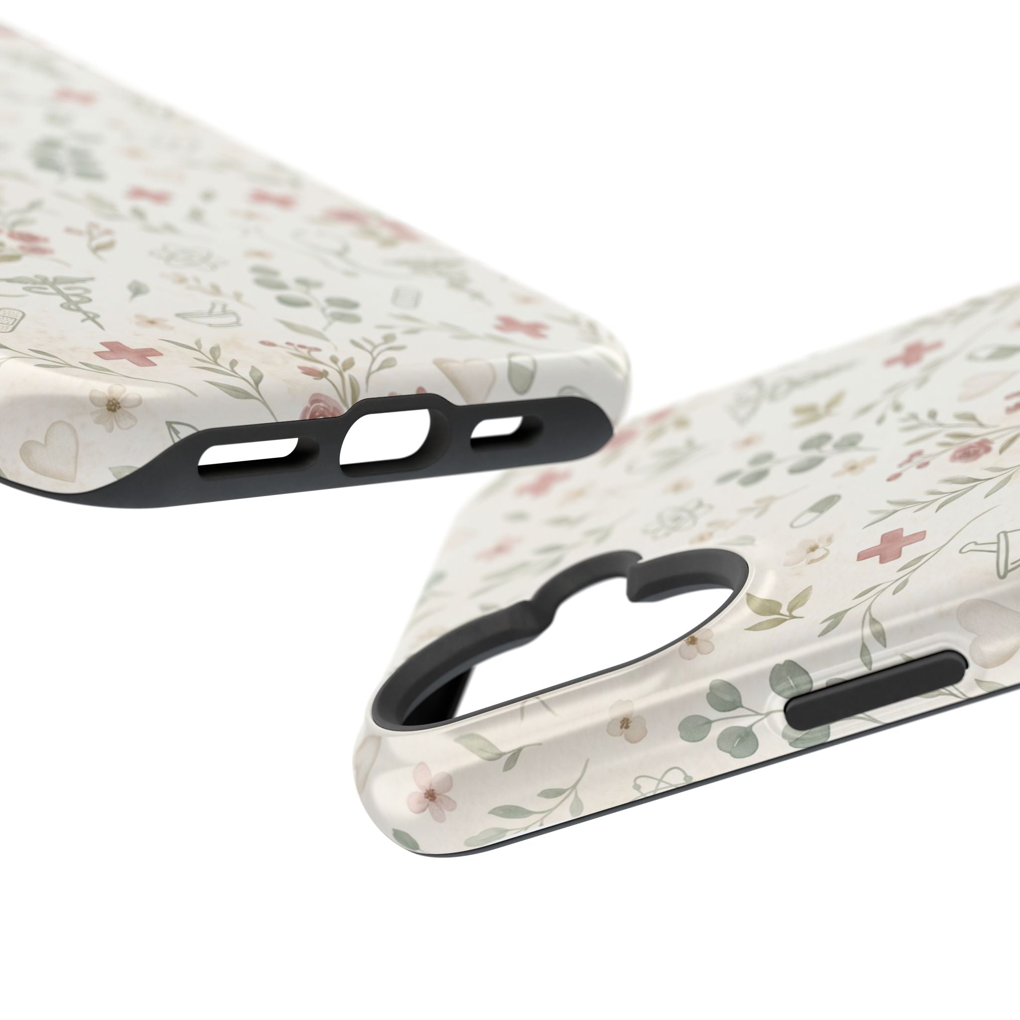 Floral Nurse Phone Case — Impact-Resistant Wireless Charging Cover