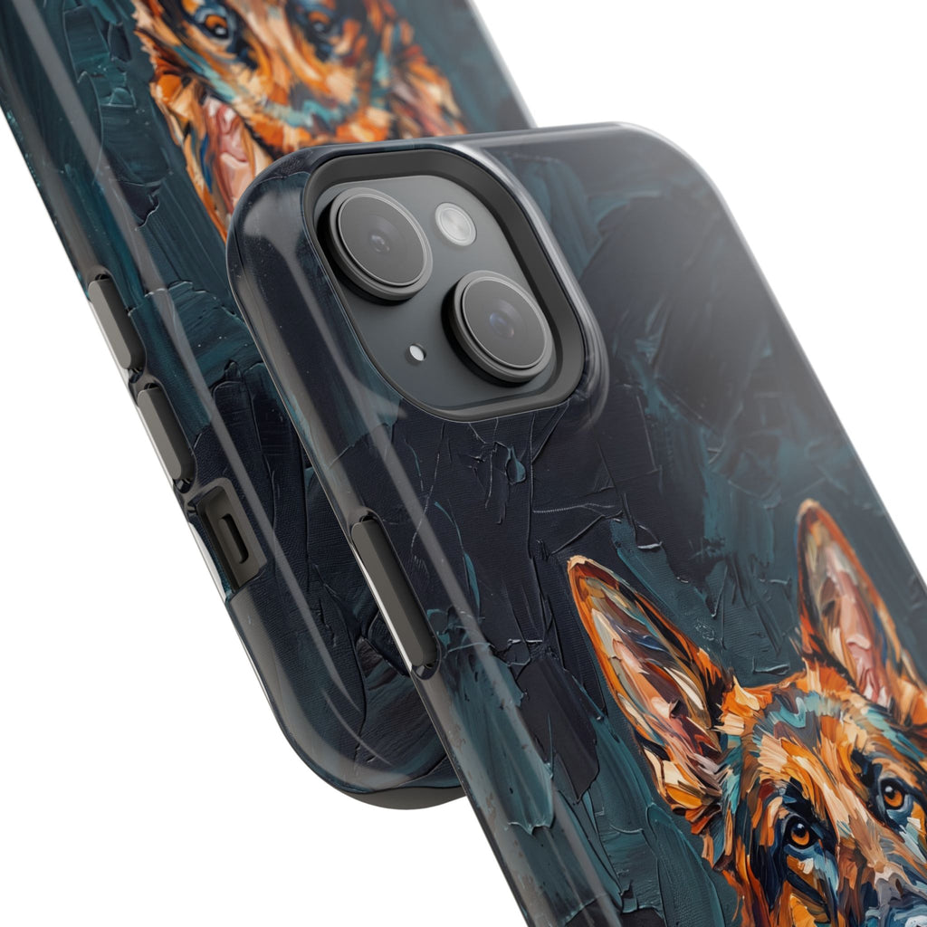 German Shepherd Phone Case | Palette Knife Painting Art — Tough Magnetic Case with Wireless Charging