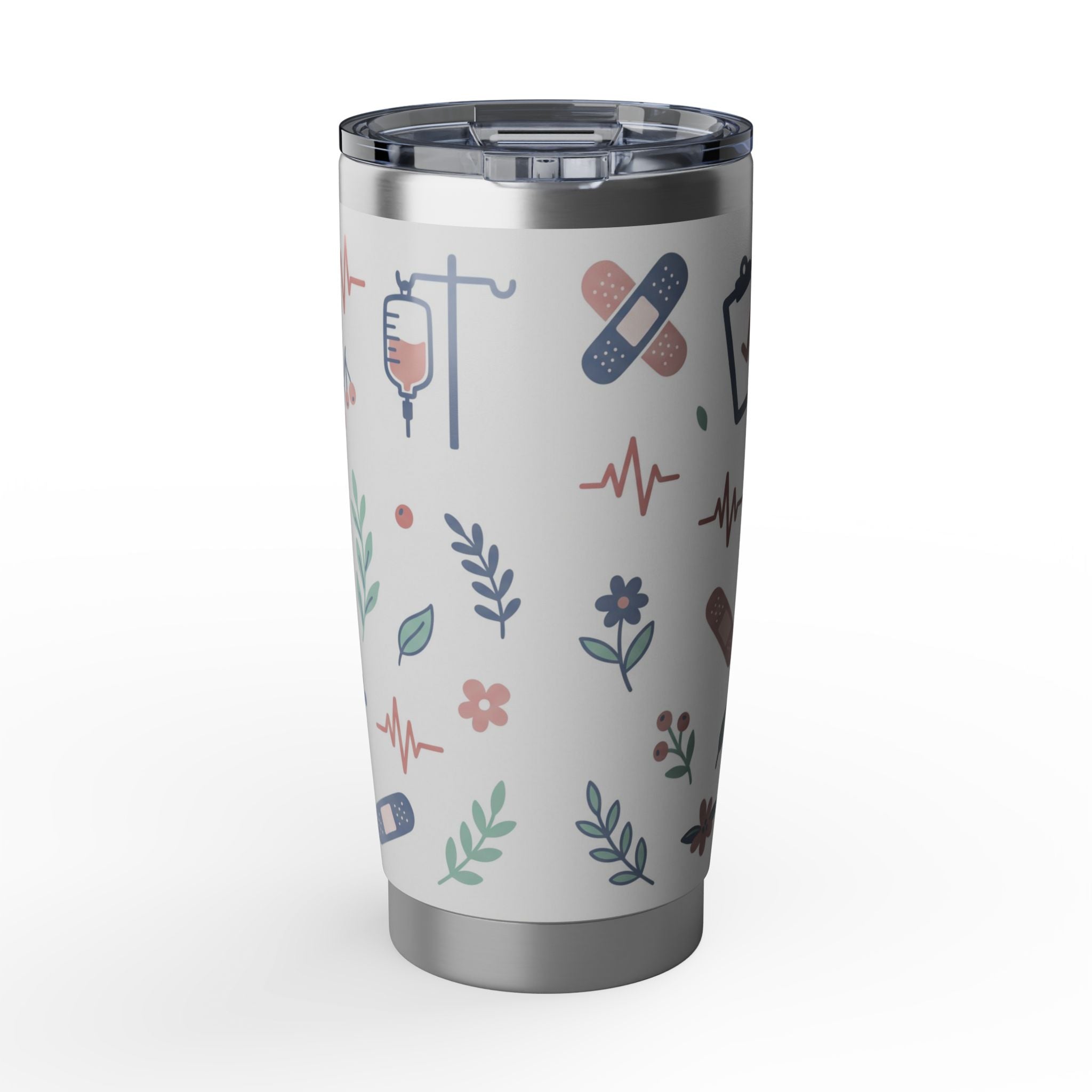 Personalized Nurse Tumbler – Custom Name Heart Stethoscope Design 20 oz