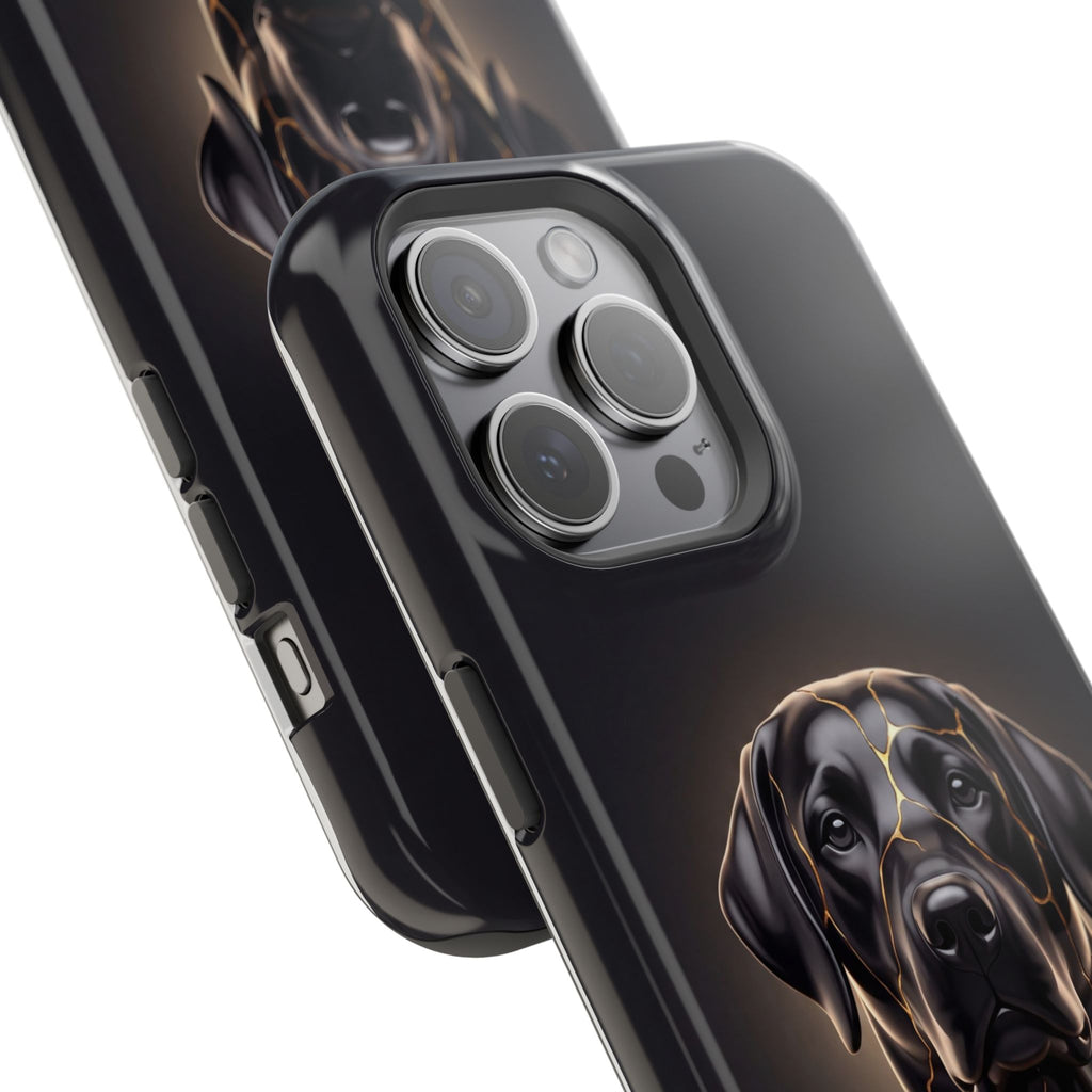 Personalized Obsidian Kintsugi Labrador Phone Case — Tough Magnetic Case with Wireless Charging