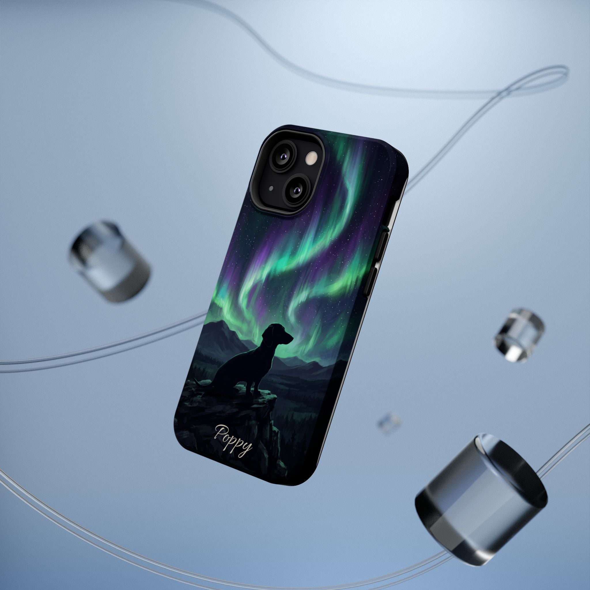 Personalized Dachshund Northern Lights Phone Case — Wireless Charging Cover
