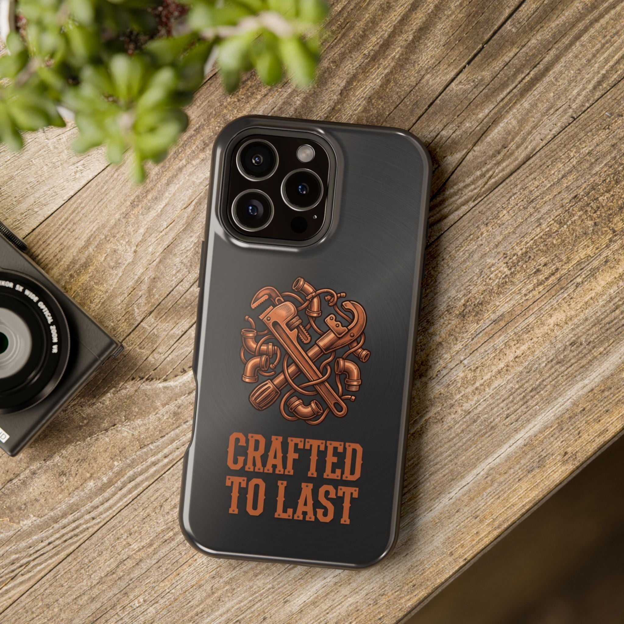 Crafted to Last Phone Case — Crossed Wrenches Wireless Charging Cover