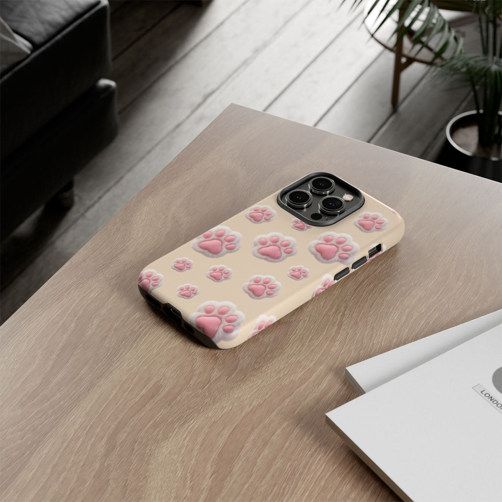 Golden Retriever Paw Print Phone Case | Cute Pink Paw Pattern for Dog Lovers | iPhone & Samsung