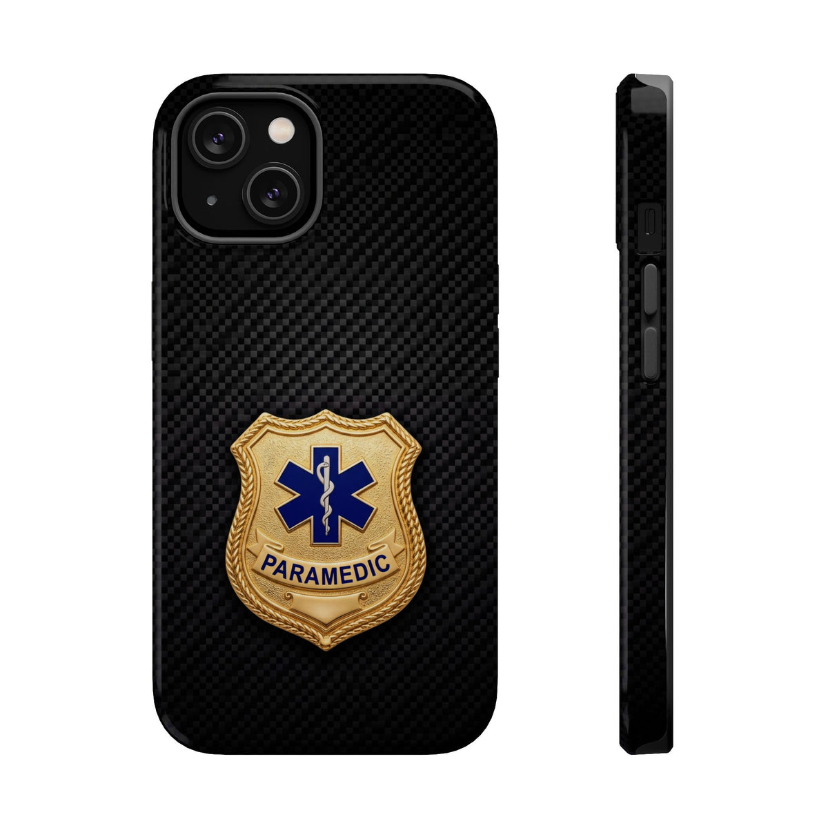 Gold Paramedic Badge Black Phone Case — Magnetic Wireless Charging Cover