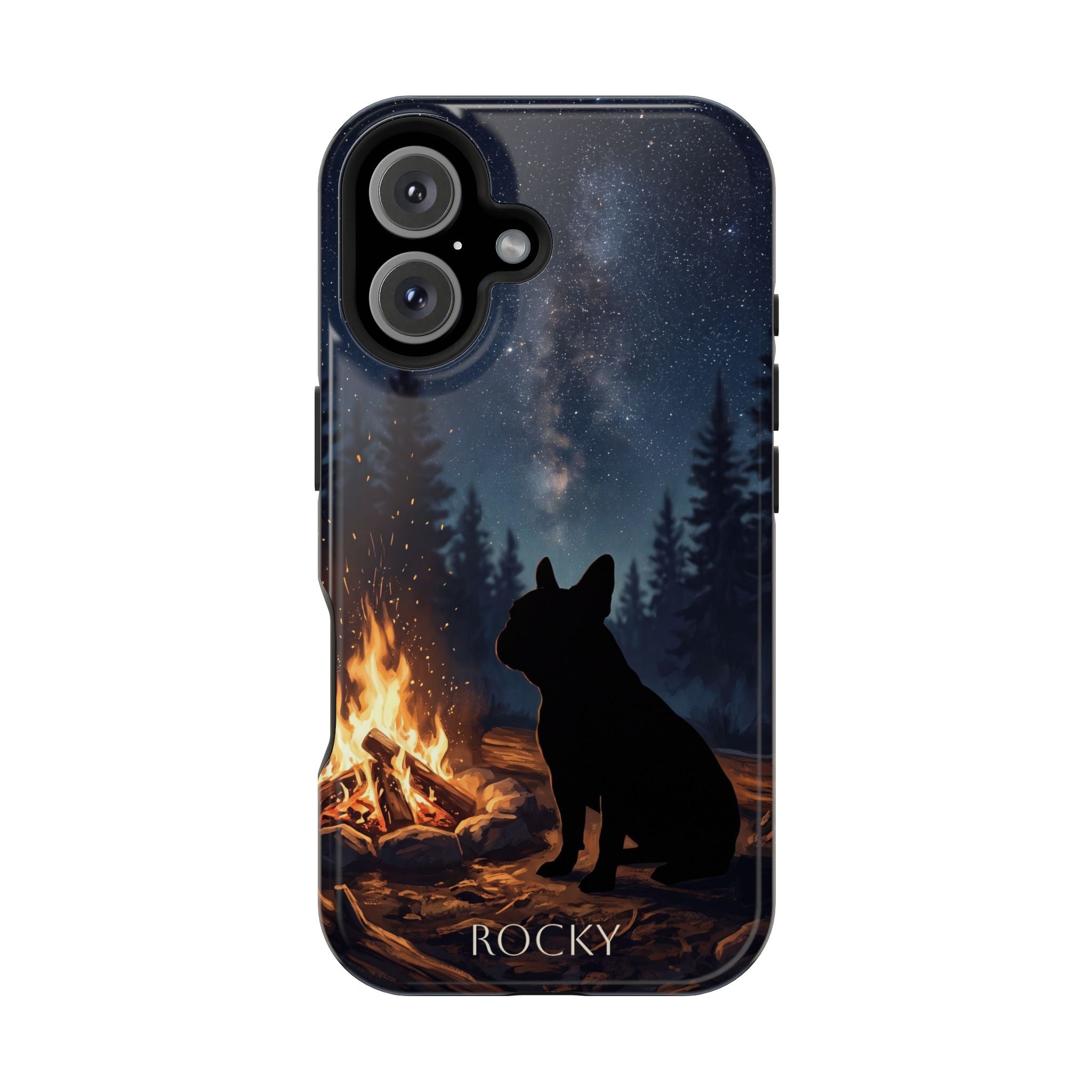 Personalized French Bulldog Campfire Phone Case — Wireless Charging Cover