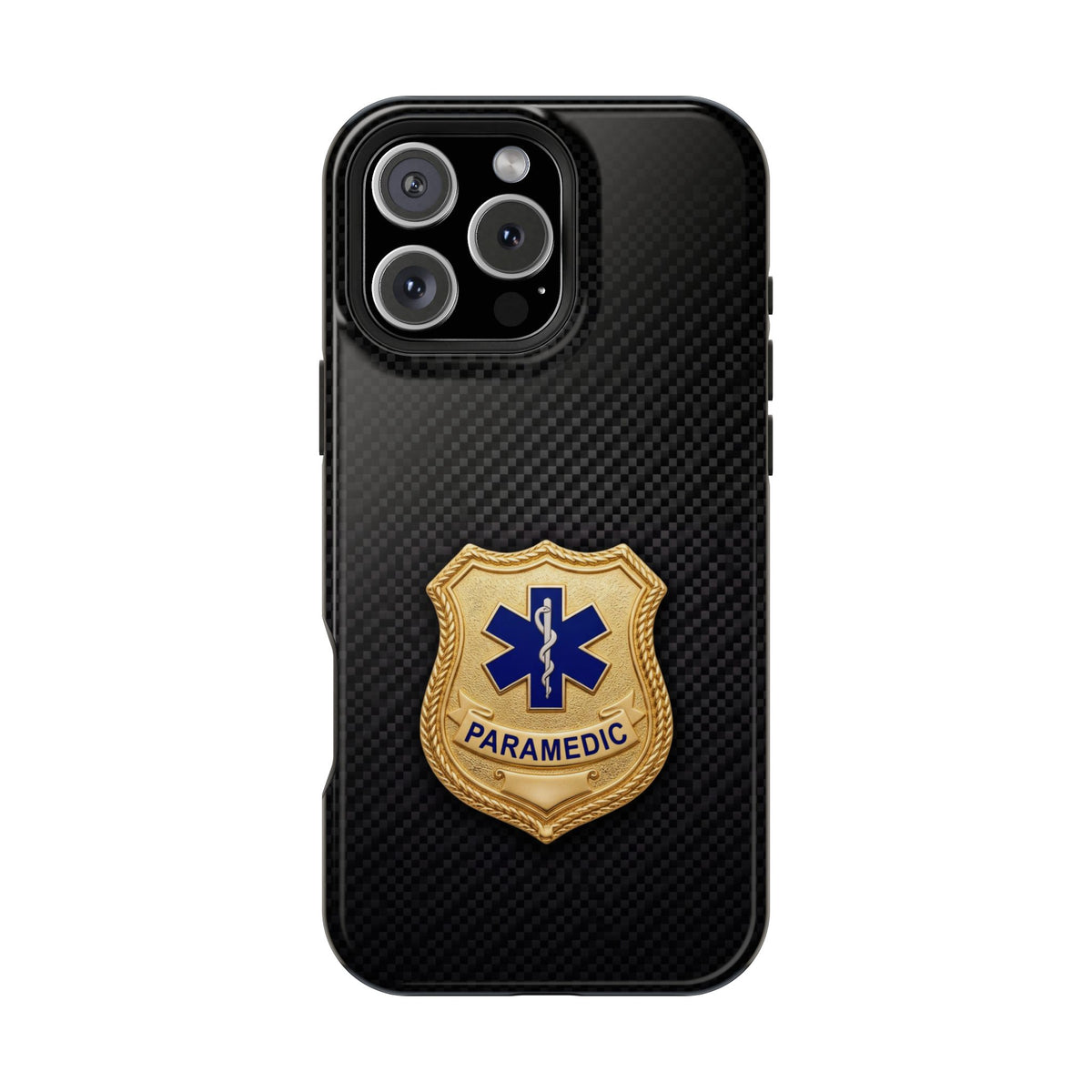 Gold Paramedic Badge Black Phone Case — Magnetic Wireless Charging Cover