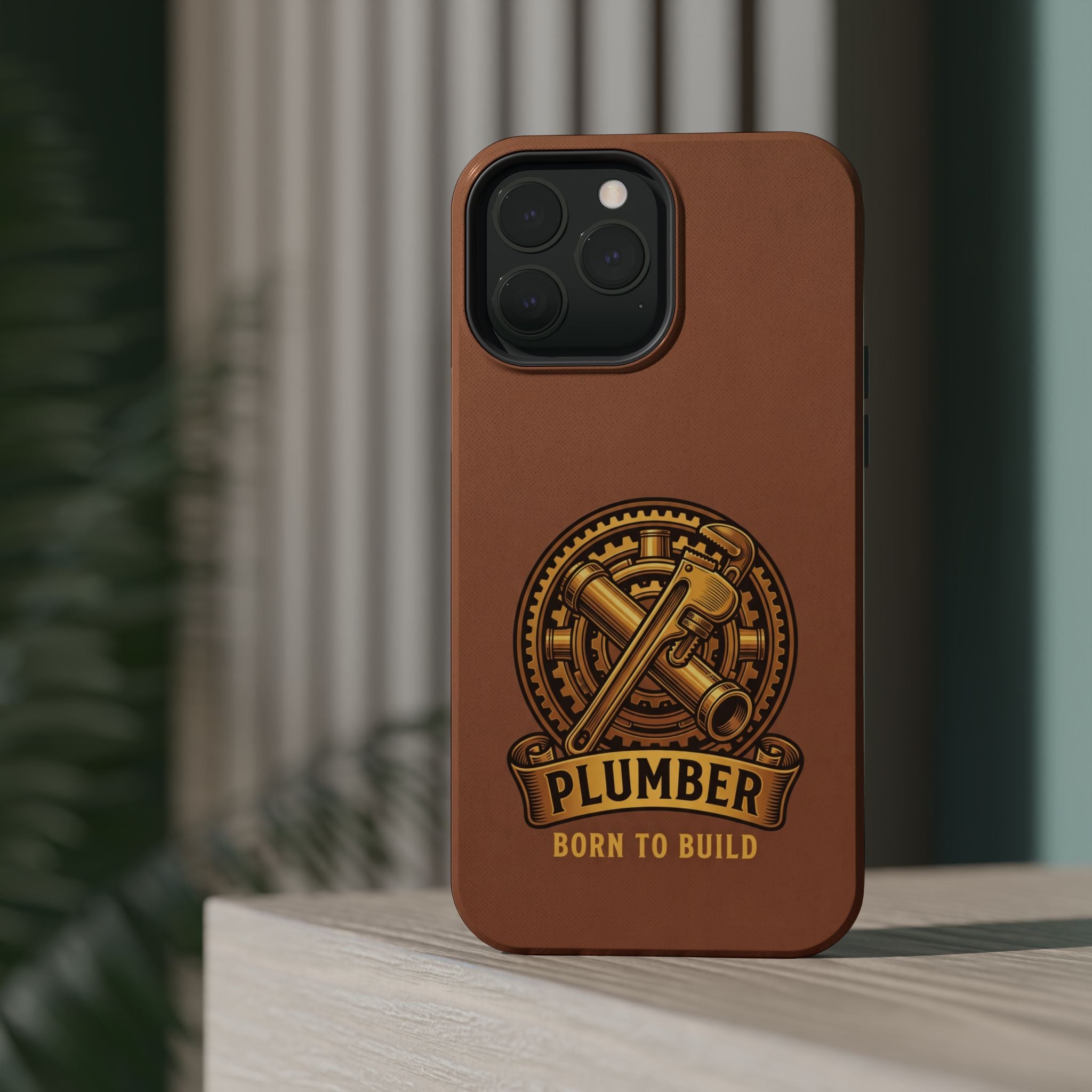 Plumber Born to Build Phone Case — Badge Wireless Charging Cover