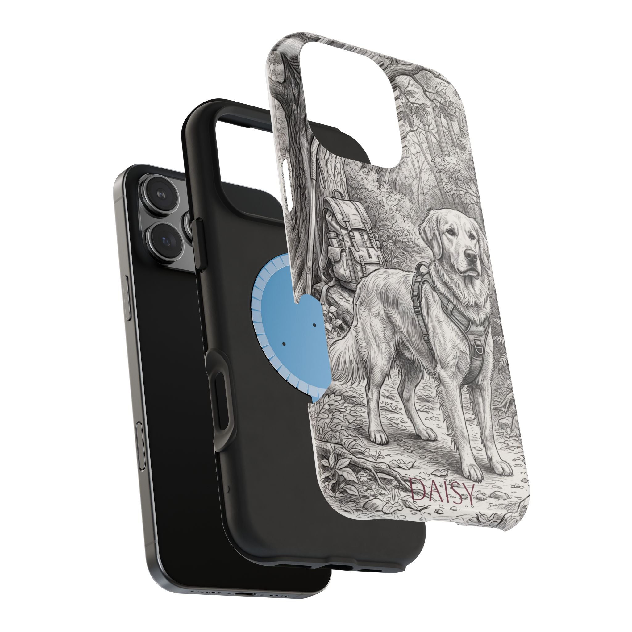 Personalized Golden Retriever Woodland Trail Phone Case — Wireless Charging Cover