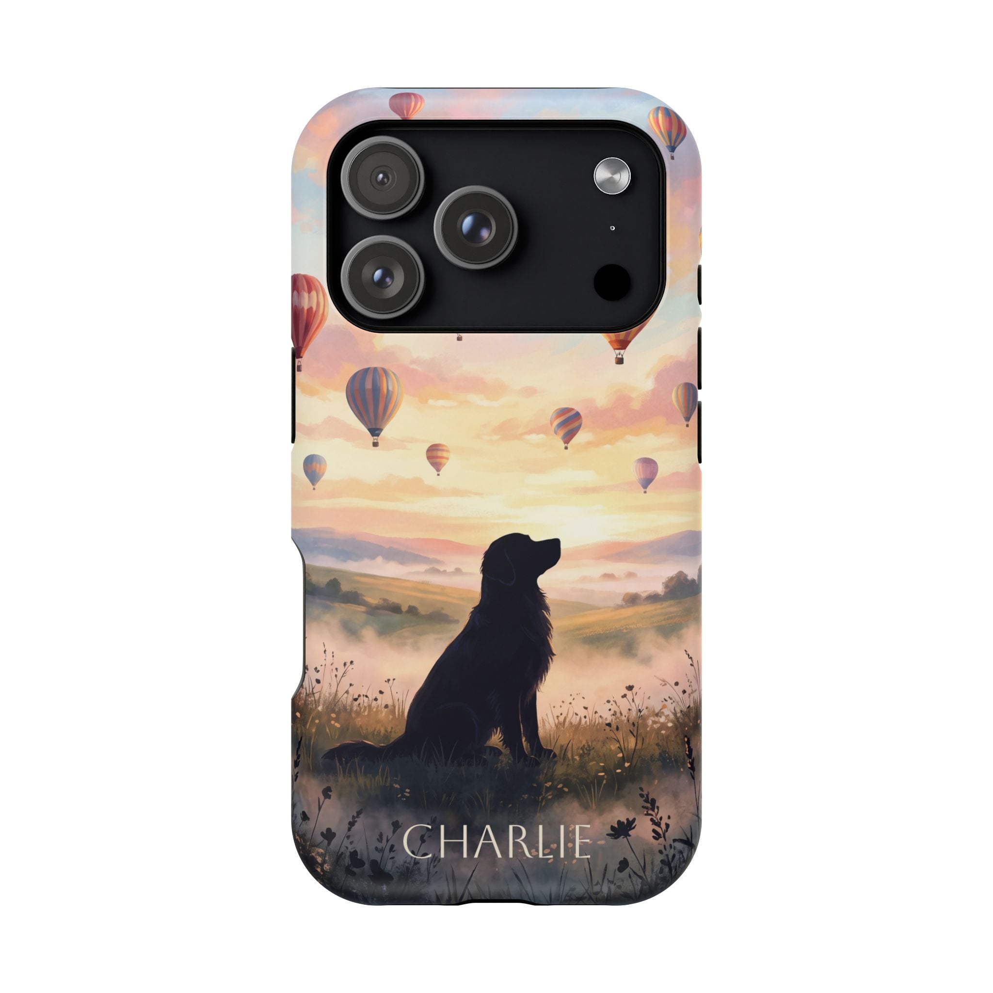 Personalized Golden Retriever Hot Air Balloon Phone Case — Wireless Charging Cover