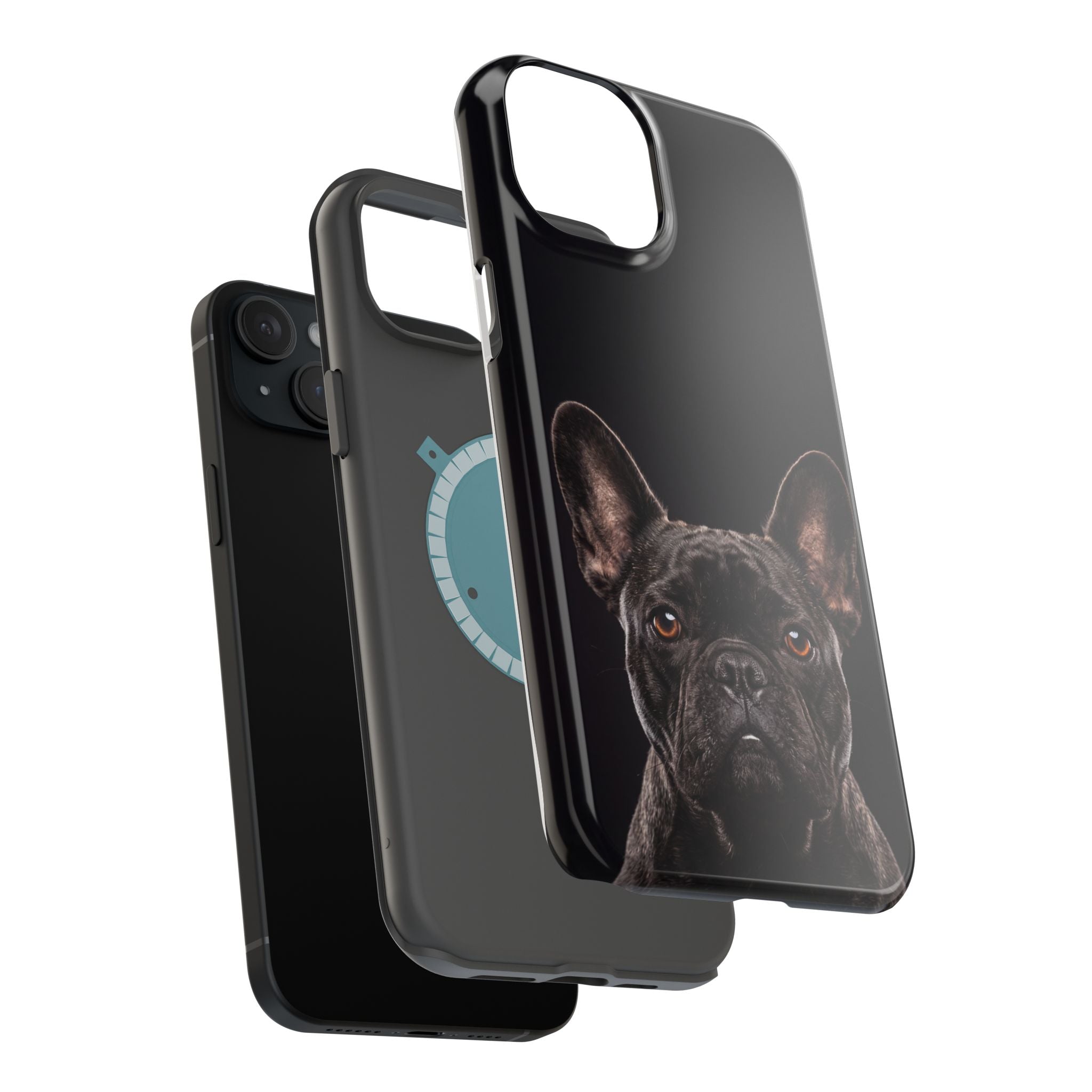 Black French Bulldog Phone Case — Impact-Resistant Wireless Charging Cover