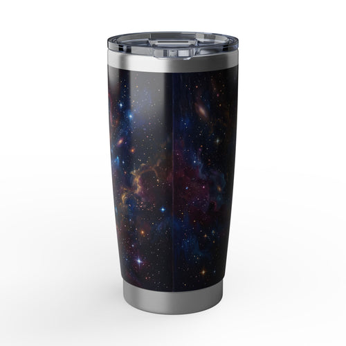 Dachshund King Stainless Tumbler — 20 oz Personalized Travel Mug with Crowned Dog Purple Galaxy Design