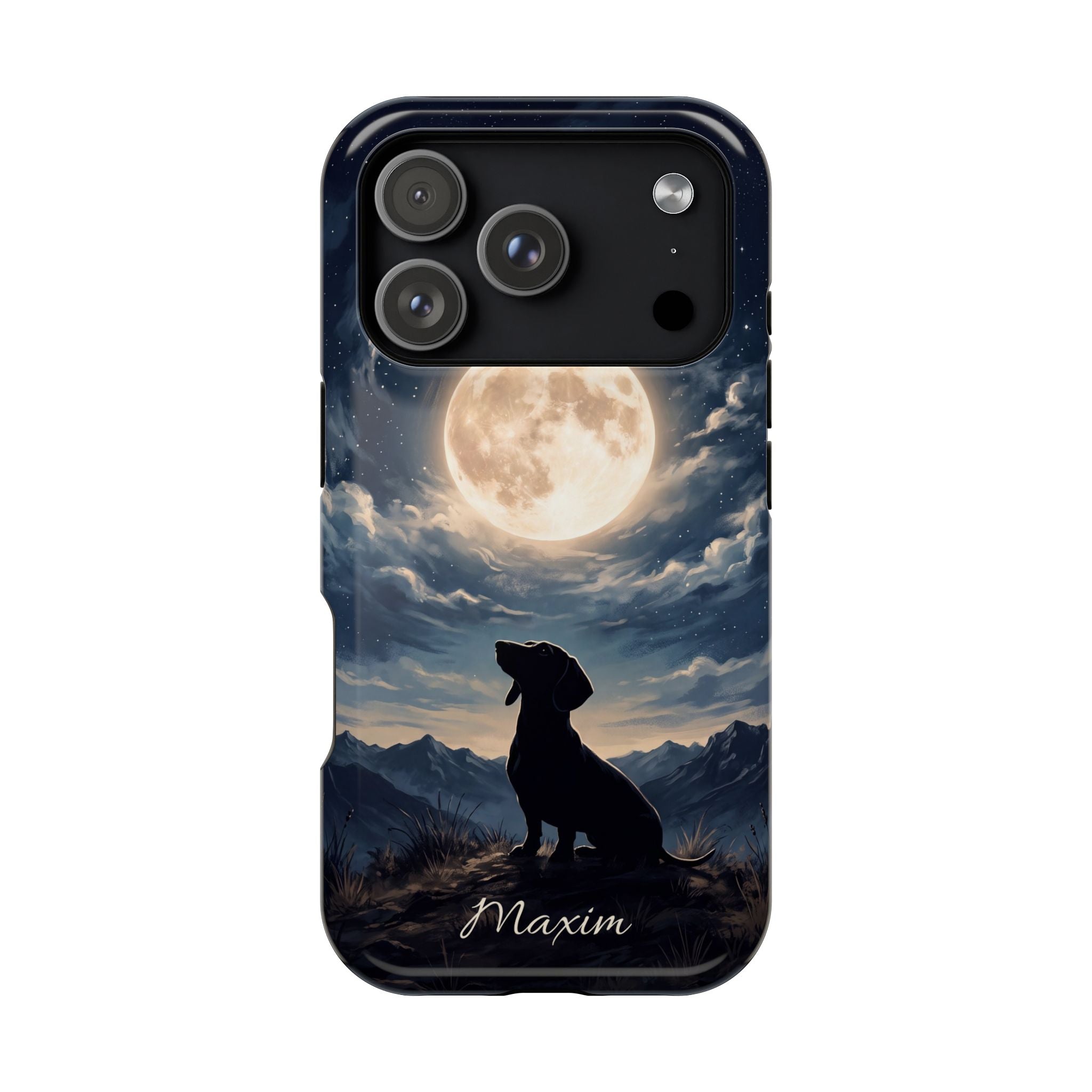 Personalized Dachshund Moonlight Phone Case — Wireless Charging Cover