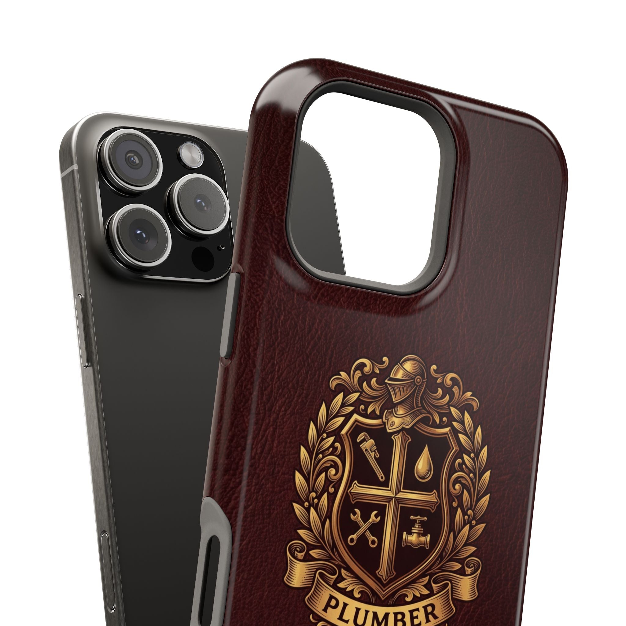 Plumber Crest Phone Case — Heraldic Shield Design Wireless Charging Cover