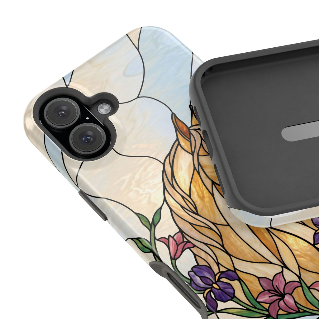 Floral Stained Glass Horse Phone Case — Tough Magnetic Case with Wireless Charging
