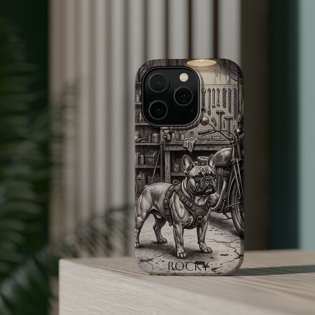 Personalized French Bulldog Vintage Street Phone Case — Wireless Charging Cover