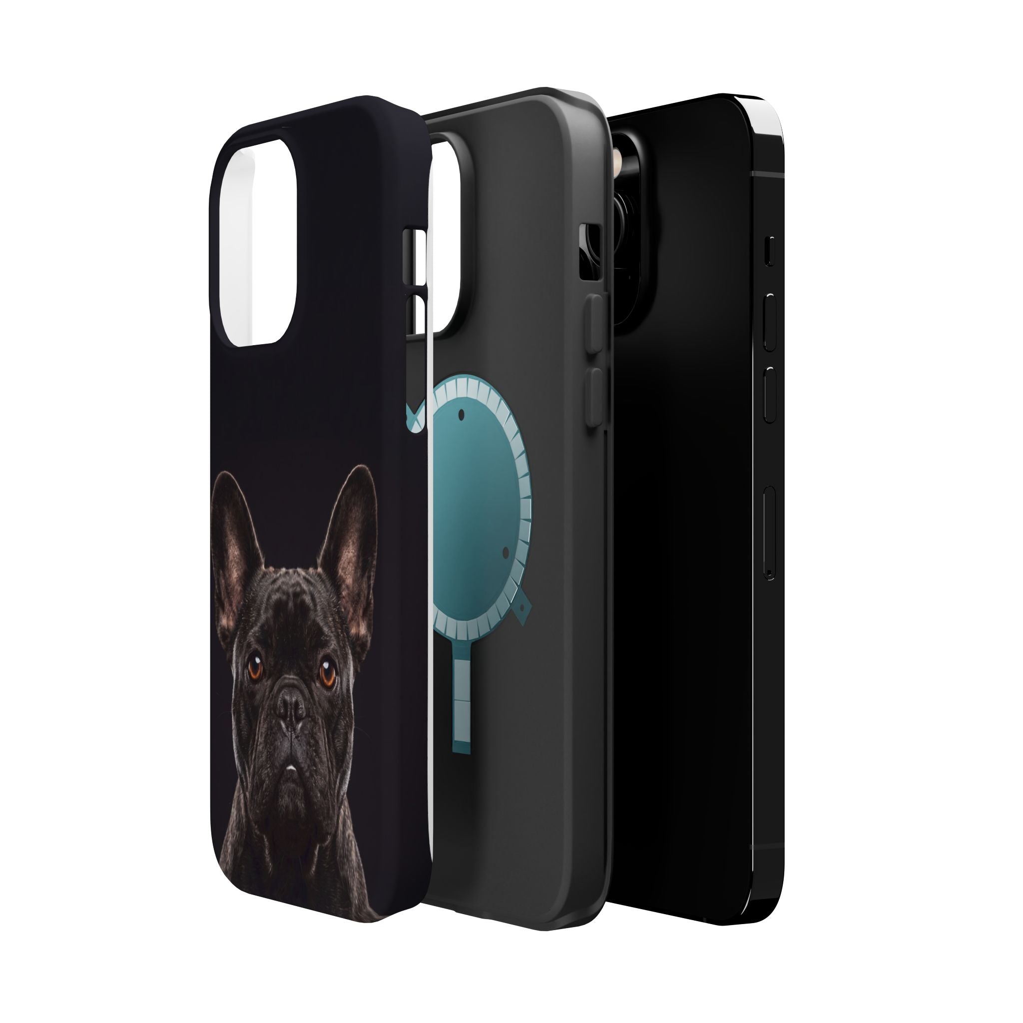 Black French Bulldog Phone Case — Impact-Resistant Wireless Charging Cover