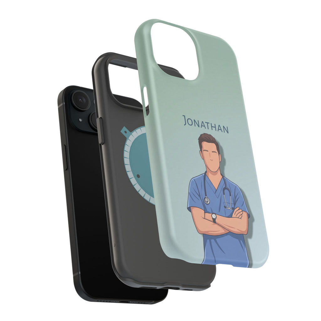 Personalized Nurse Portrait Phone Case — Impact-Resistant Wireless Charging Cover
