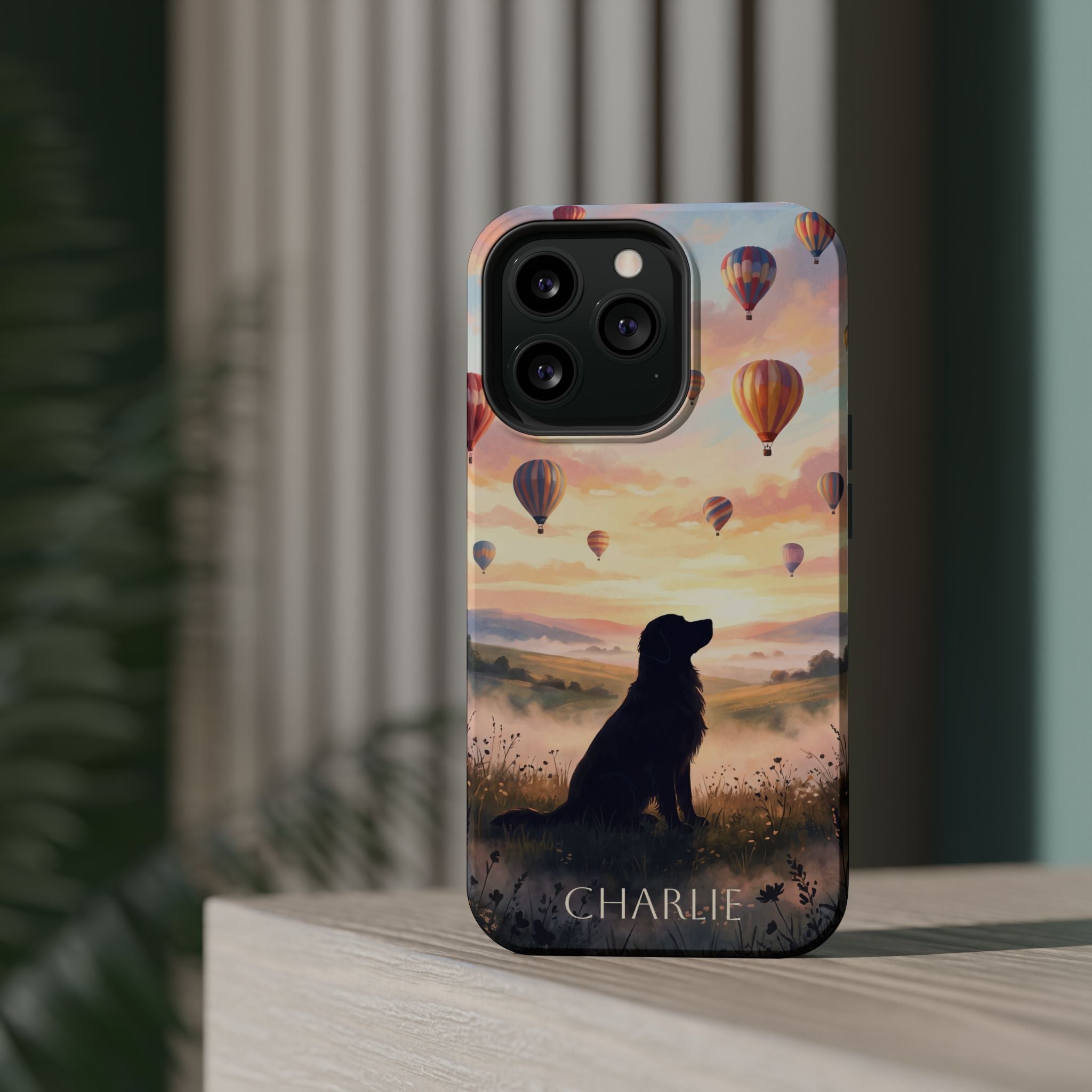 Personalized Golden Retriever Hot Air Balloon Phone Case — Wireless Charging Cover