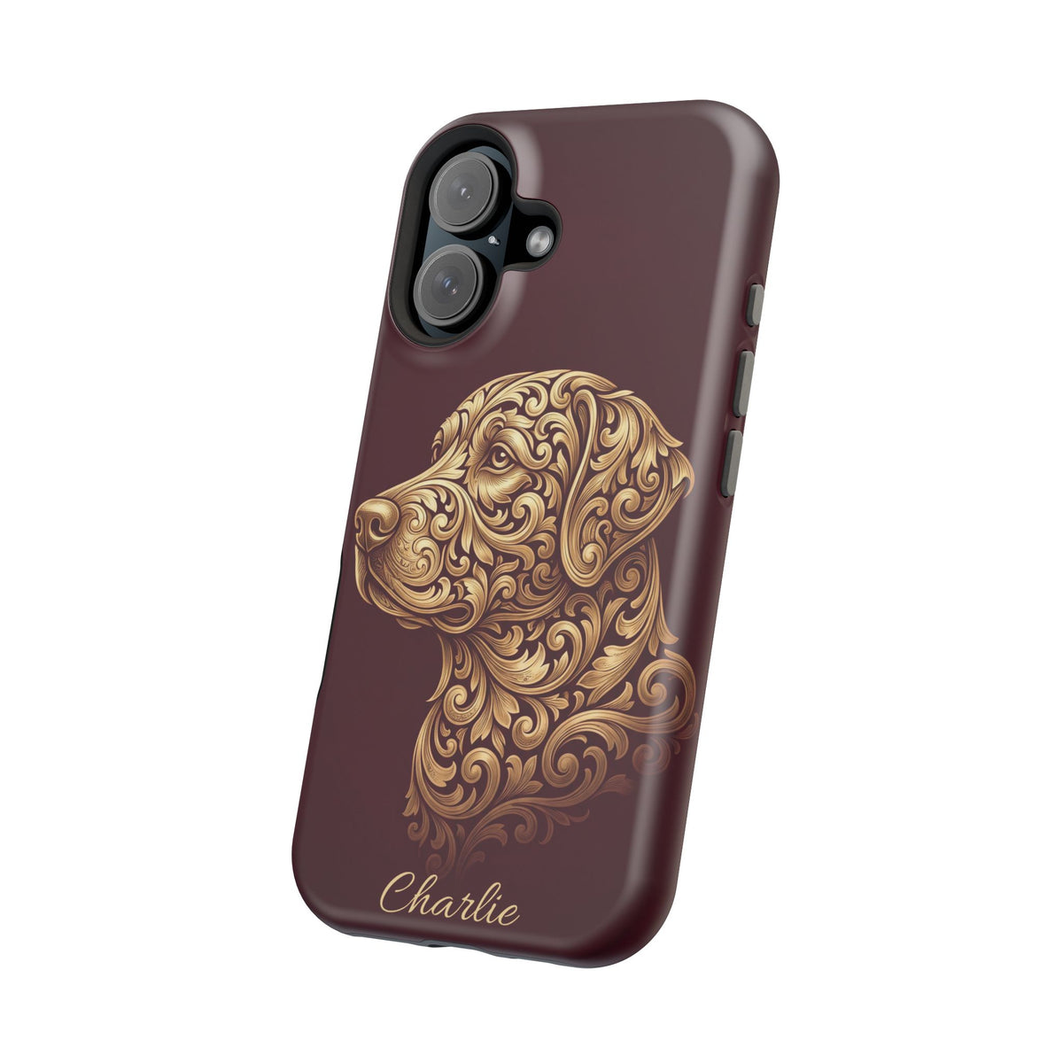 Personalized Gold Filigree Labrador Phone Case — Tough Magnetic Case with Wireless Charging
