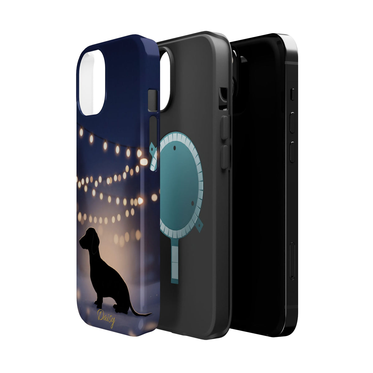 Personalized Dachshund Fairy Lights Phone Case — Wireless Charging Cover