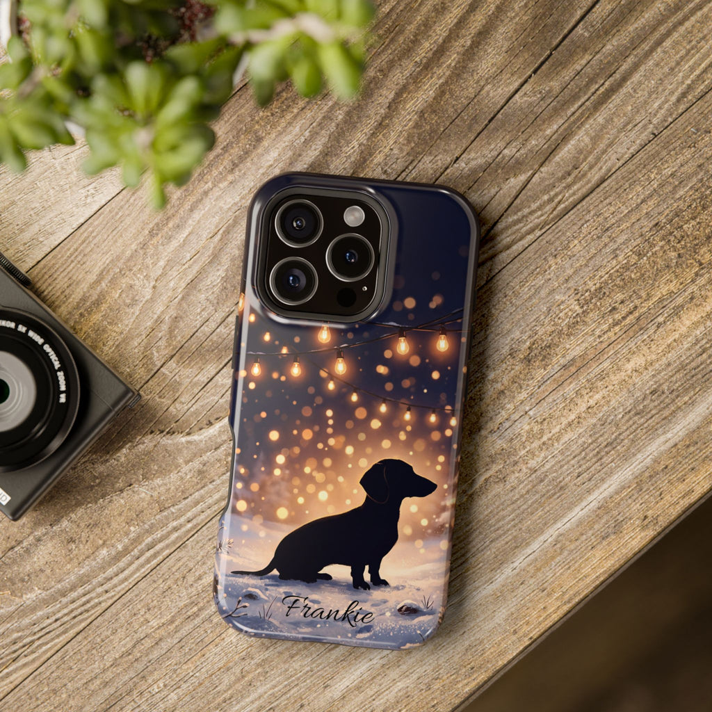 Personalized Dachshund Golden Sparks Phone Case — Wireless Charging Cover