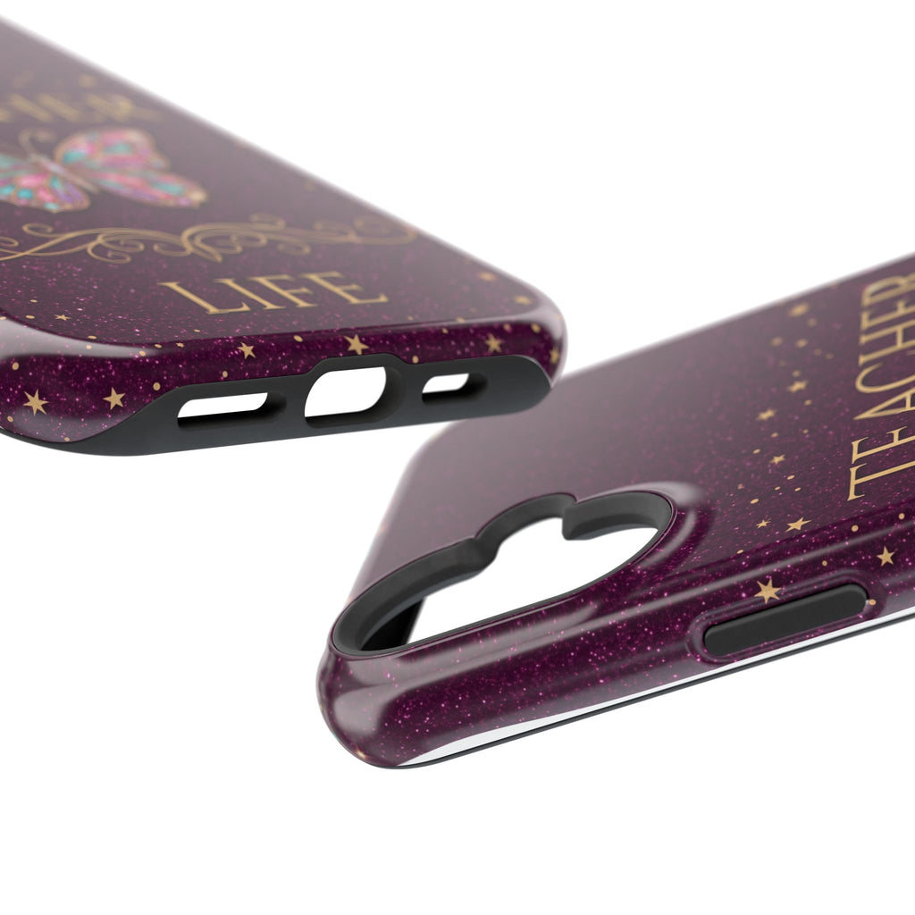 Teacher Life Glitter Butterfly Phone Case — Wireless Charging Cover