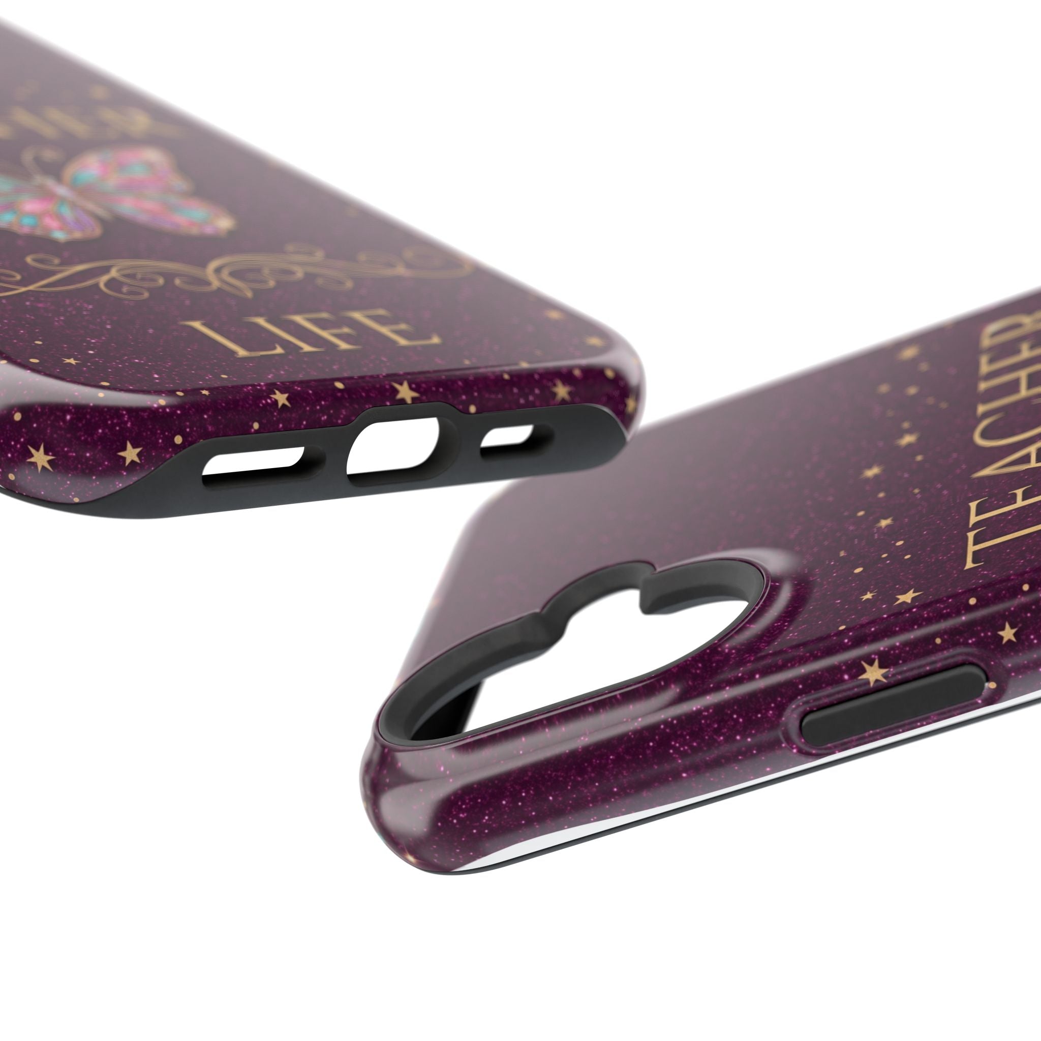 Teacher Life Glitter Butterfly Phone Case — Wireless Charging Cover