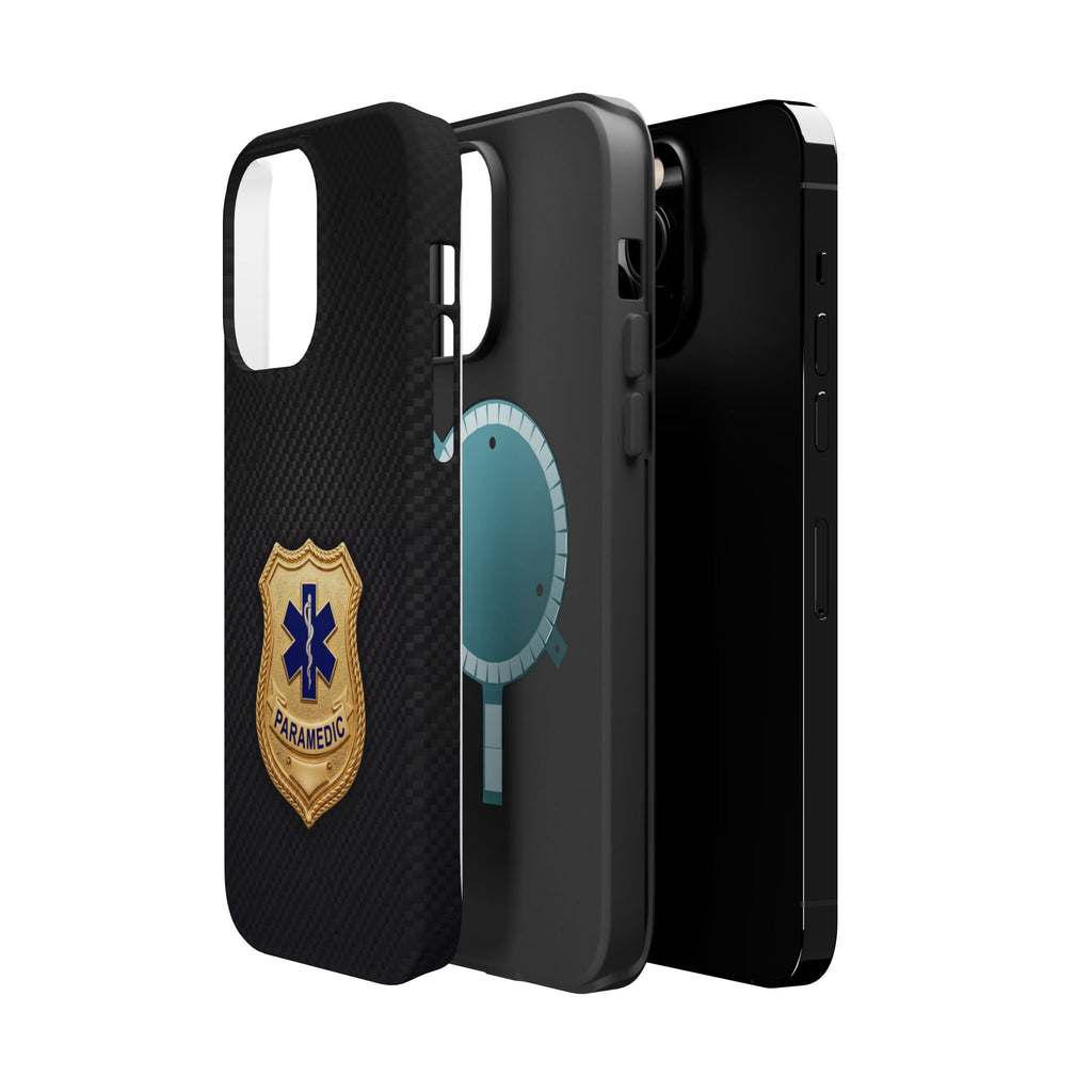 Gold Paramedic Badge Black Phone Case — Magnetic Wireless Charging Cover