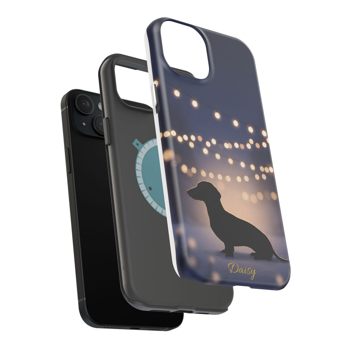 Personalized Dachshund Fairy Lights Phone Case — Wireless Charging Cover