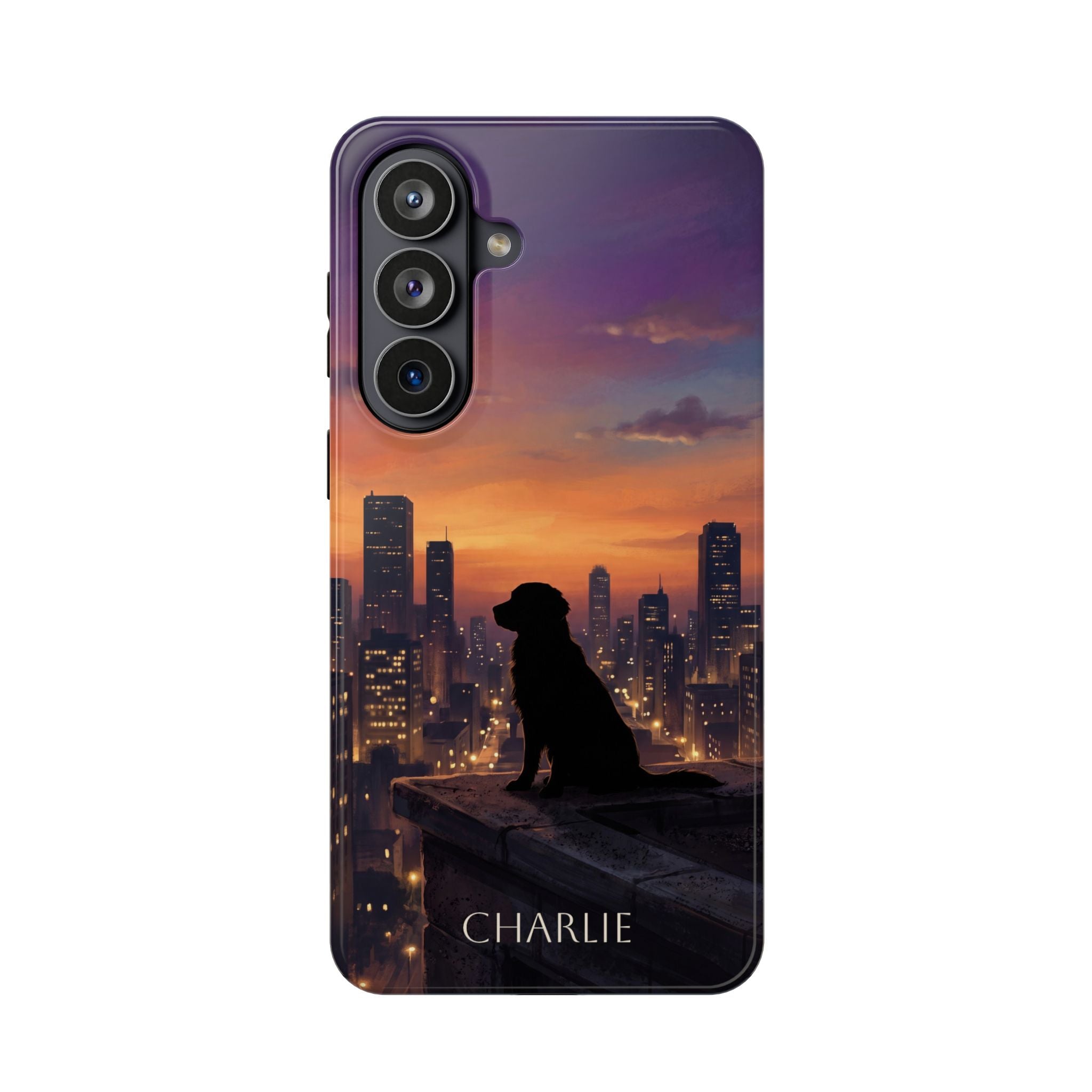 Personalized Golden Retriever City Skyline Phone Case — Wireless Charging Cover