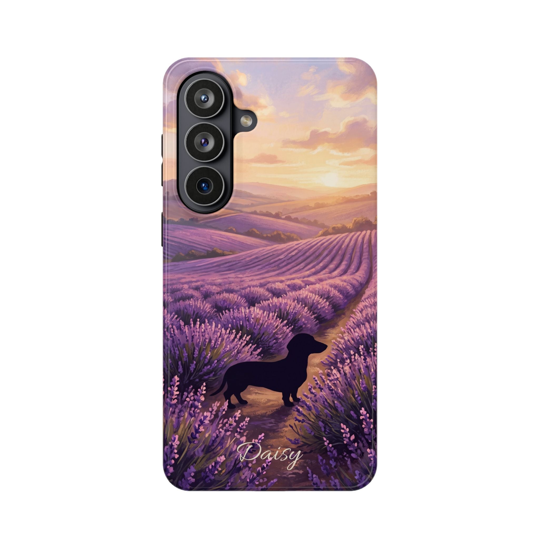 Personalized Dachshund Lavender Field Phone Case — Wireless Charging Cover