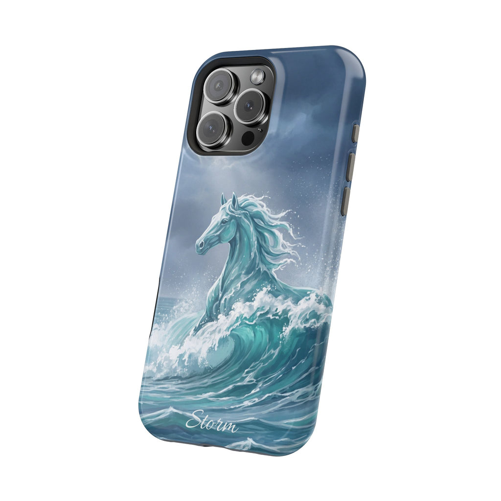 Personalized Ocean Wave Horse Phone Case — Tough Magnetic Case with Wireless Charging