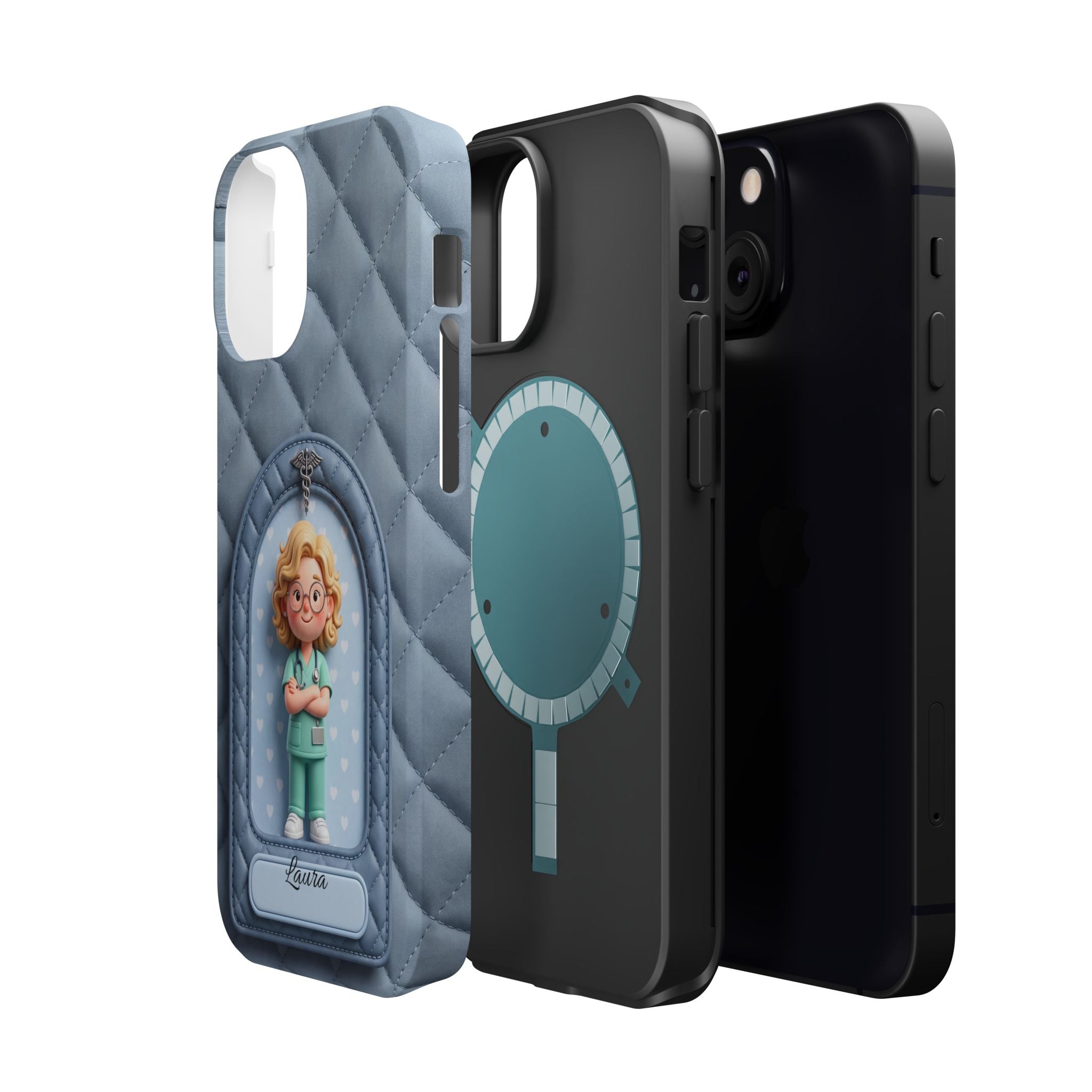 Personalized Quilted Nurse Phone Case — Wireless Charging Cover
