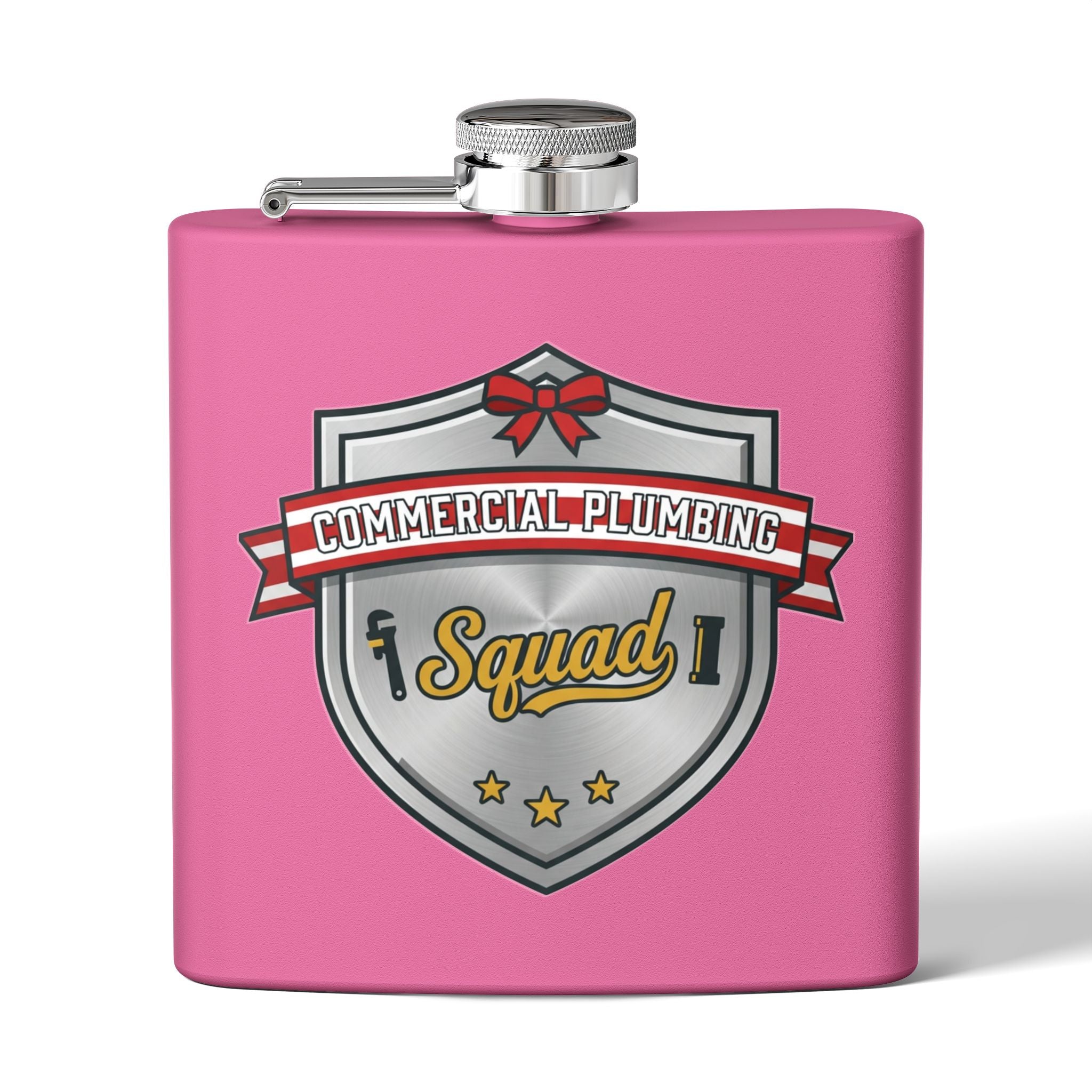 Flask — "Commercial Plumbing Squad" 6oz Stainless Steel Hip Flask