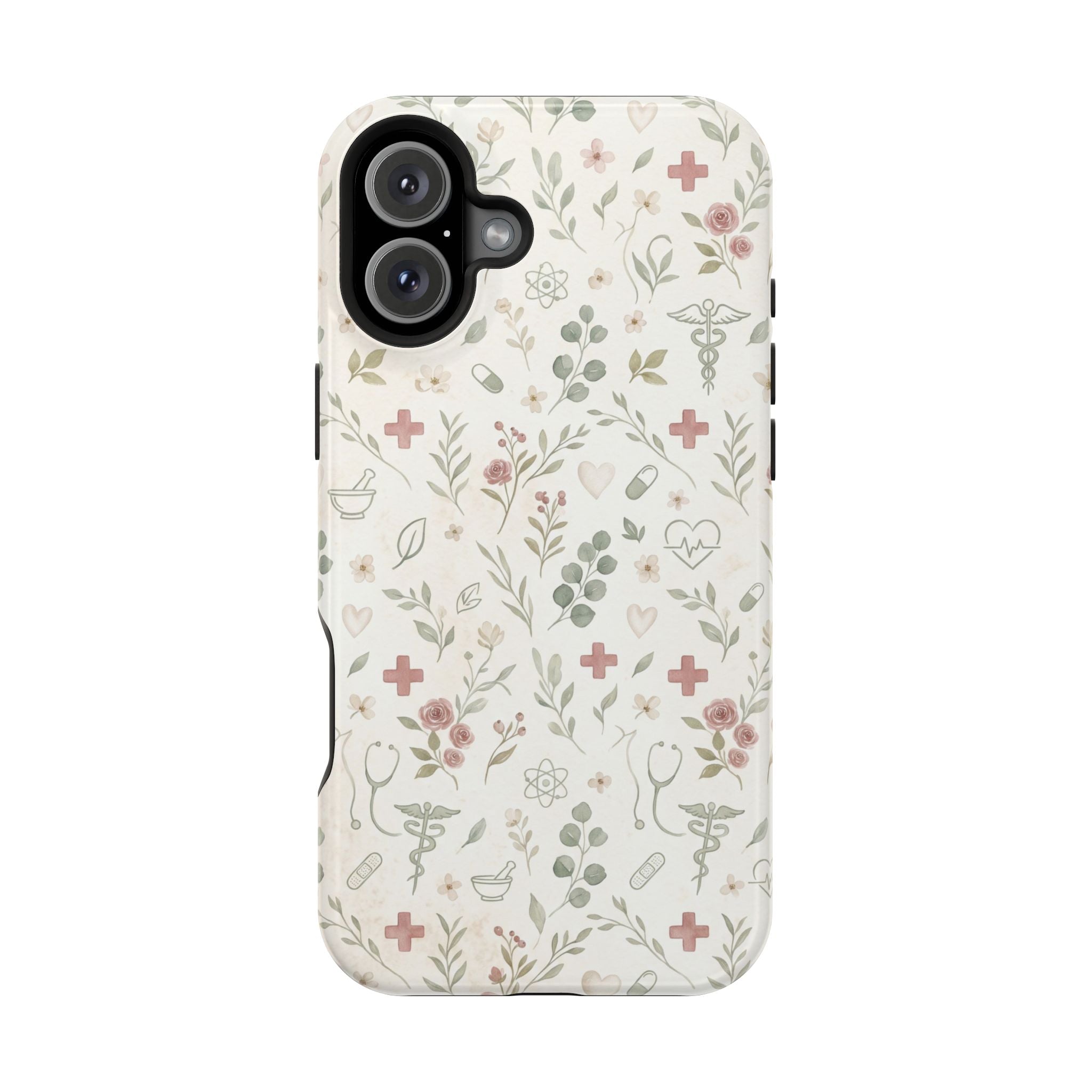 Floral Nurse Phone Case — Impact-Resistant Wireless Charging Cover