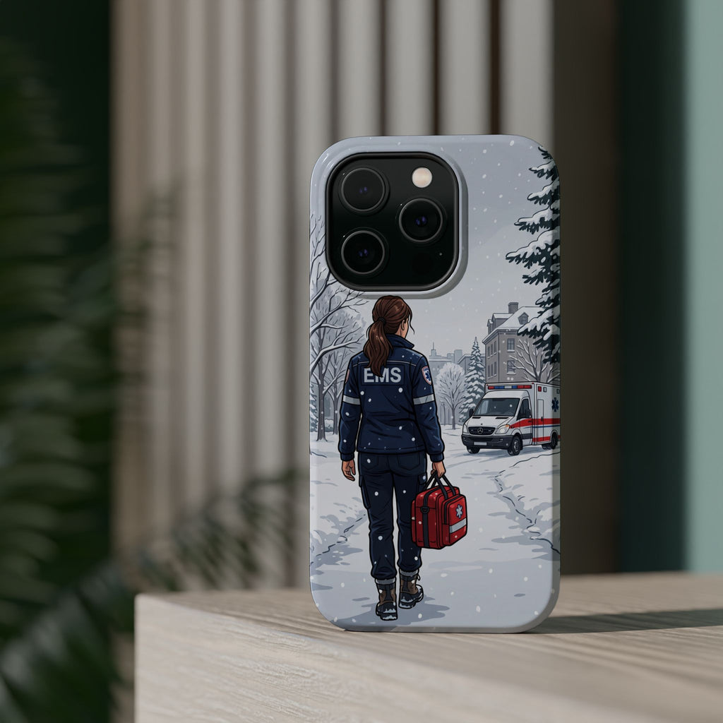 Paramedic/EMT Winter Phone Case — Magnetic Wireless Charging Cover