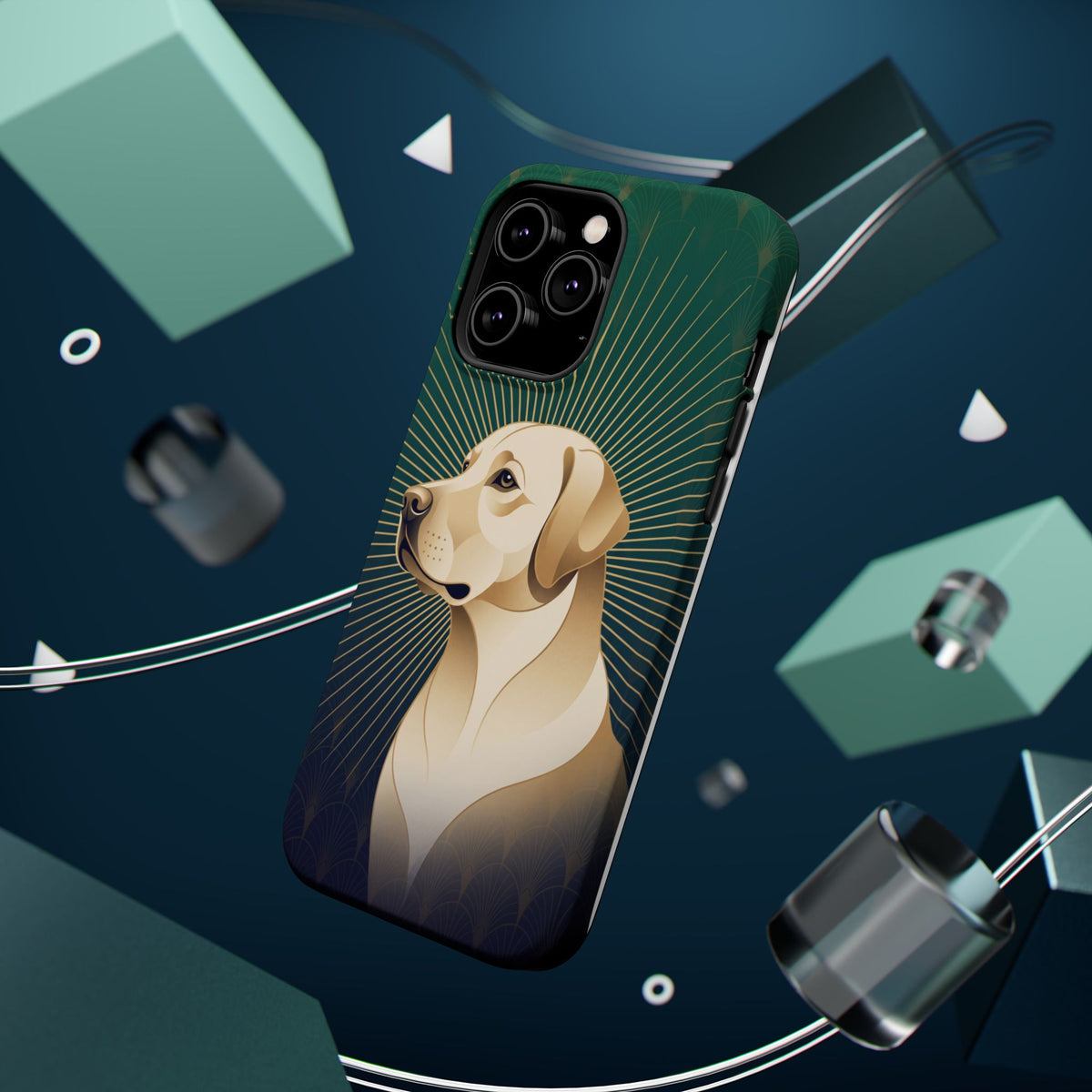 Art Deco Labrador Phone Case — Tough Magnetic Case with Wireless Charging