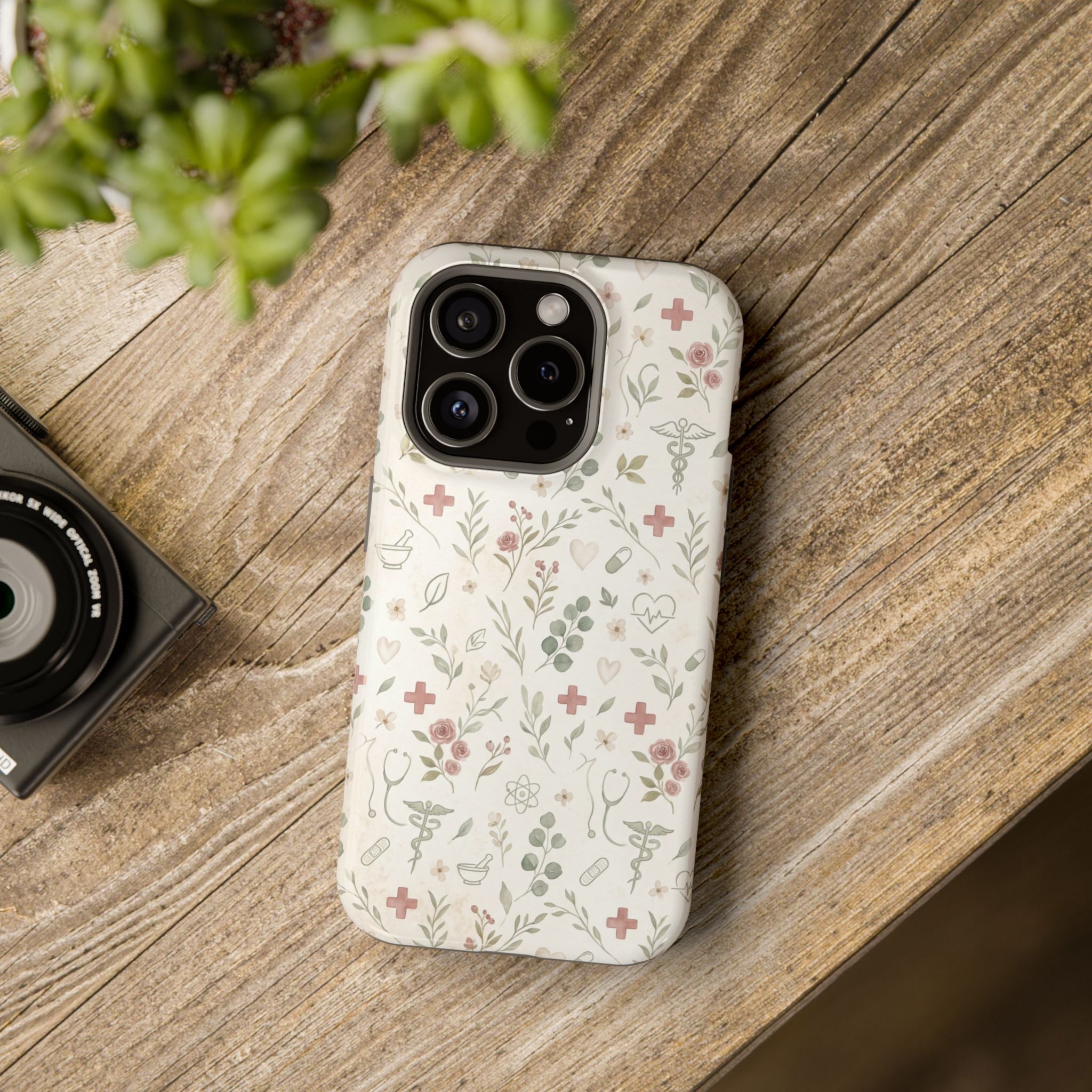 Floral Nurse Phone Case — Impact-Resistant Wireless Charging Cover