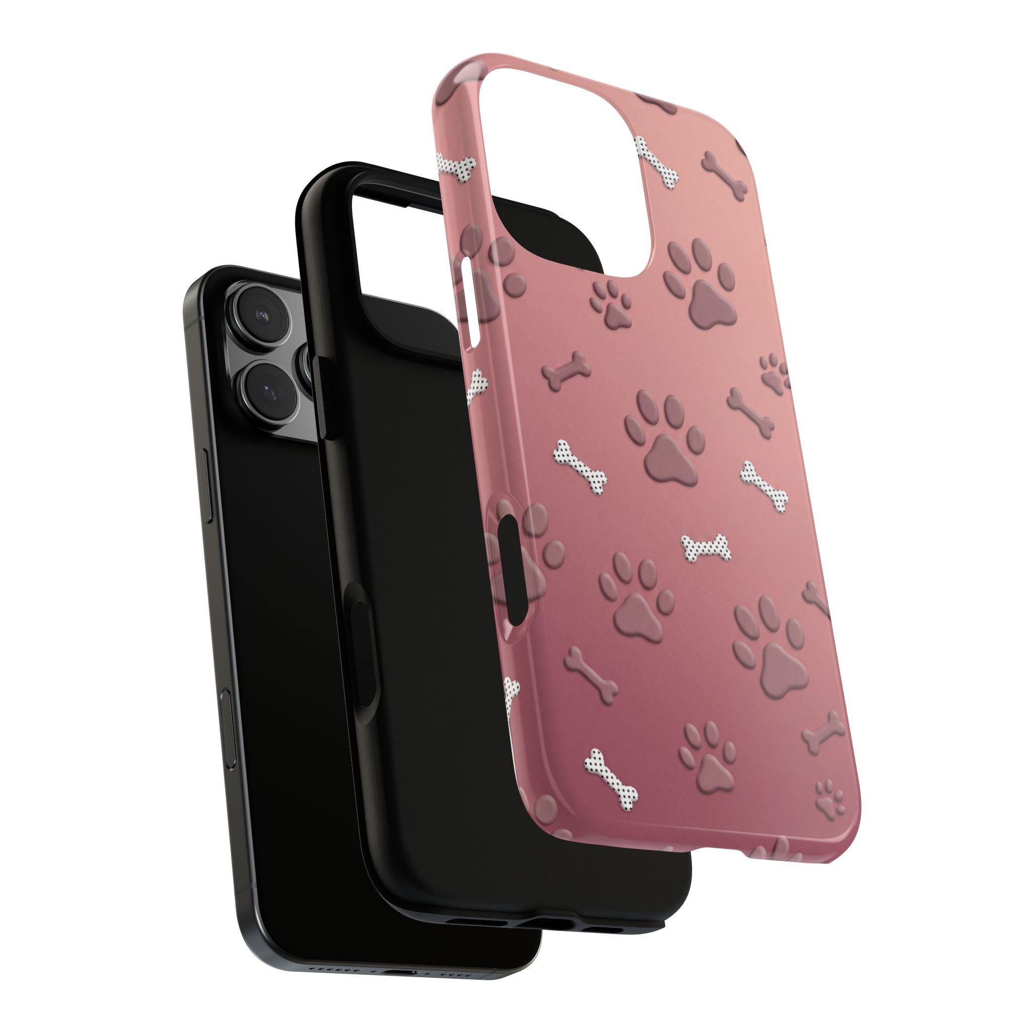 iPhone & Samsung Phone Case | Paw Print & Bone  | Dusty Rose Pattern Case for Frenchie Lovers