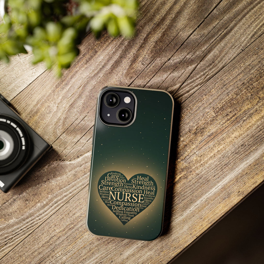 Nurse Heart Tough Phone Case — Inspirational Word Cloud Tribute - iphone and Samsung Galaxy series
