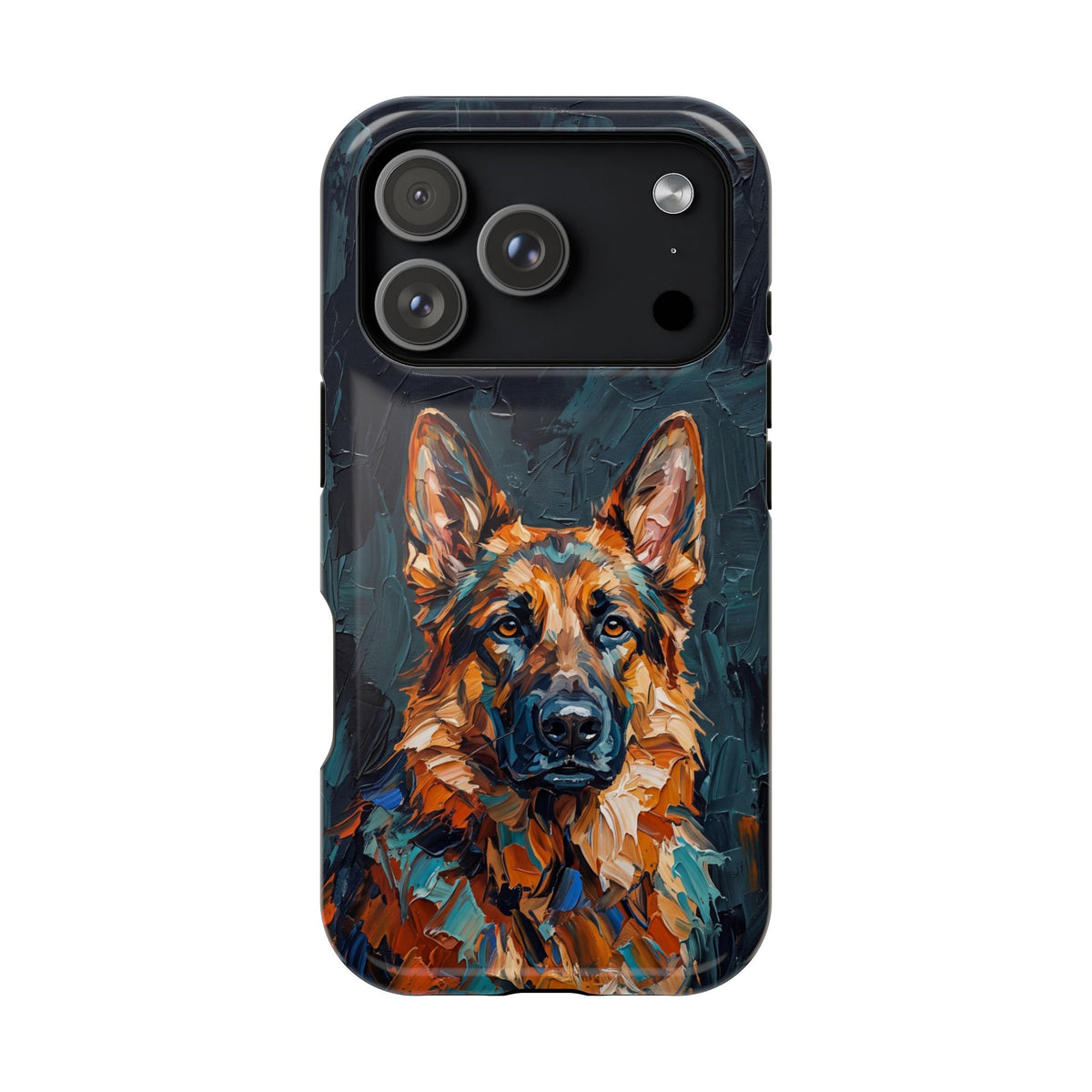 German Shepherd Phone Case | Palette Knife Painting Art — Tough Magnetic Case with Wireless Charging