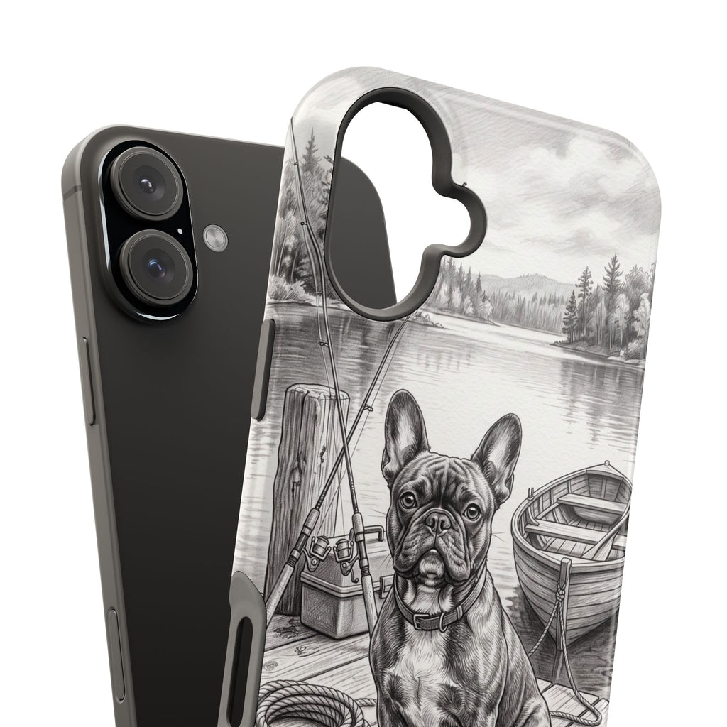 Personalized French Bulldog Lakeside Dock Phone Case — Wireless Charging Cover